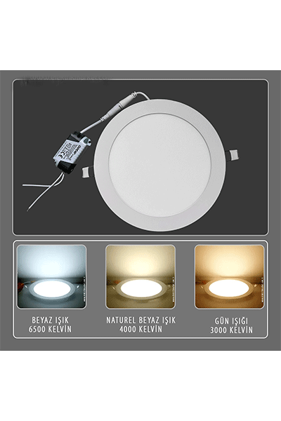 Noas 18W 3200 Kelvin Gün Işığı Sıva Altı Yuvarlak Slim Led Panel