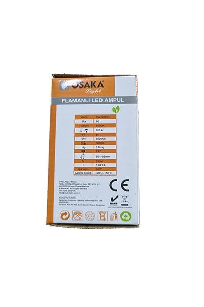 Osaka 8W E27 Flamanlı Led Ampul 6500K Beyaz Işık