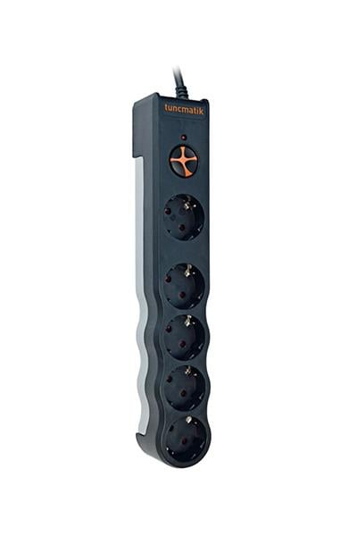 Tunçmatik TSK6136 5li 1050 J Siyah 1.5m Powersurge Akım Korumalı Priz