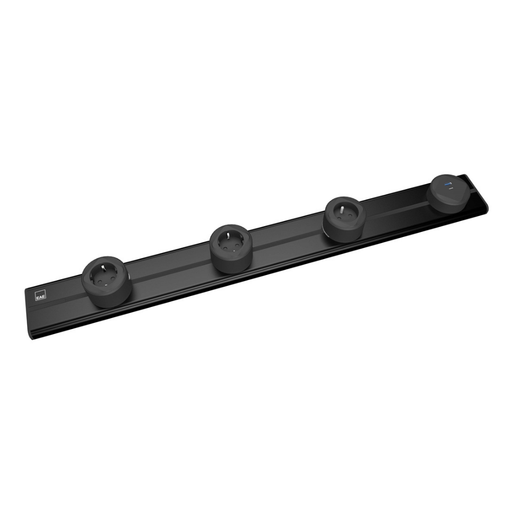 1074866EAE E-Flux Raylı Priz, 3 Şebeke, 1 USB Type A+C 20W Siyah (EFS750){ubercoelektromarket}