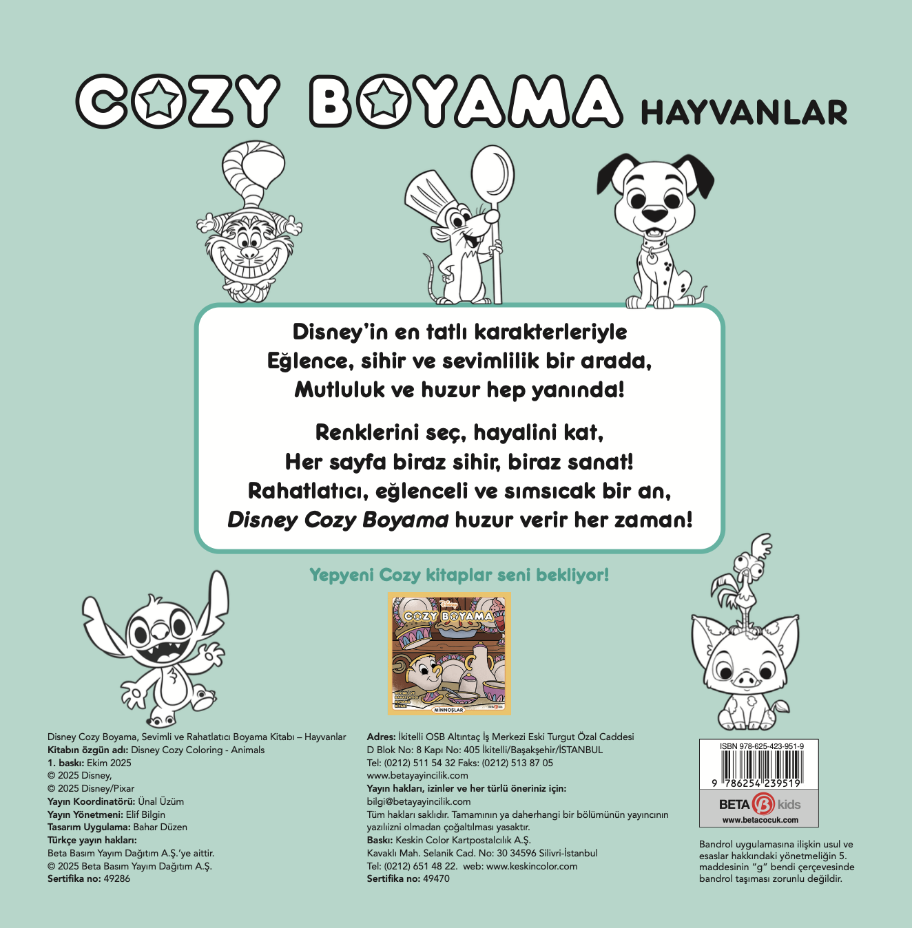 Disney Cozy Boyama HAYVANLAR