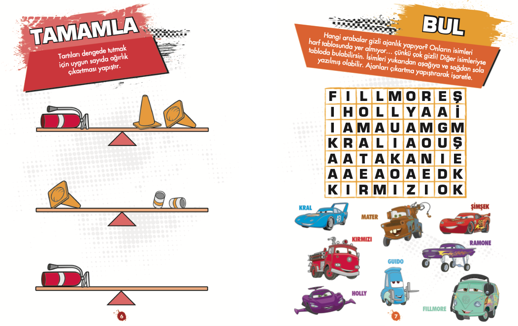 Disney Eğitsel Arabalar Çıkartmalı Mantık Bulmacaları