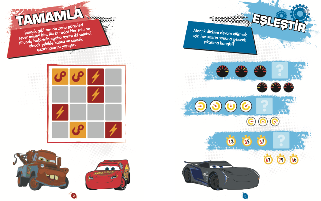 Disney Eğitsel Arabalar Çıkartmalı Mantık Bulmacaları