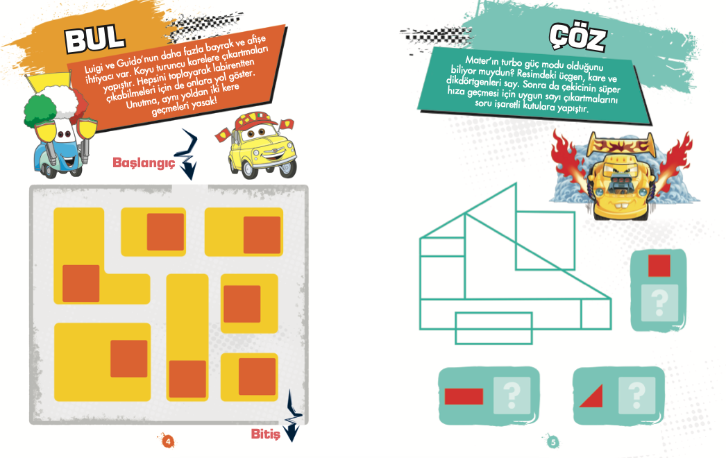 Disney Eğitsel Arabalar Çıkartmalı Mantık Bulmacaları