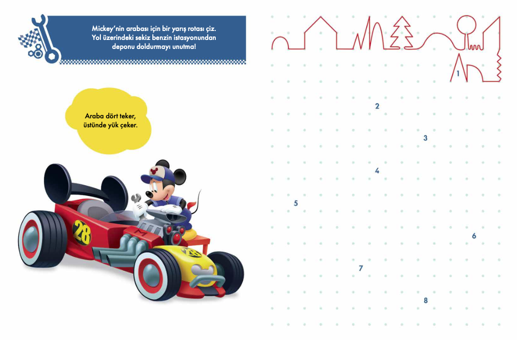 Disney Eğitsel Mickey ve Çılgın Yarışçılar Alıştırma Kitabım Noktalar