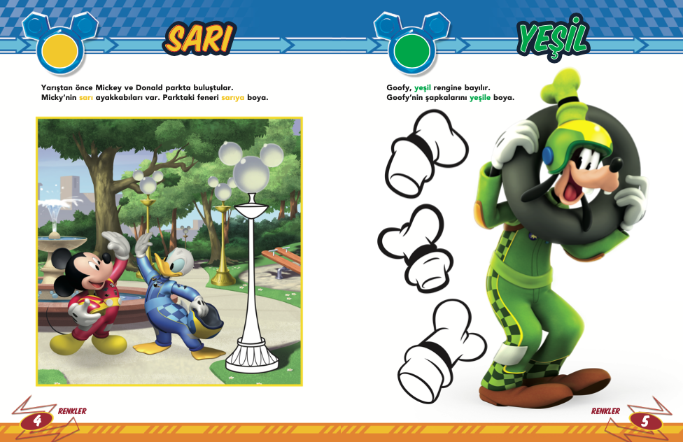 Disney Eğitsel Mickey ve Çılgın Yarışçılar Alıştırma Kitabım Renkler ve Şekiller