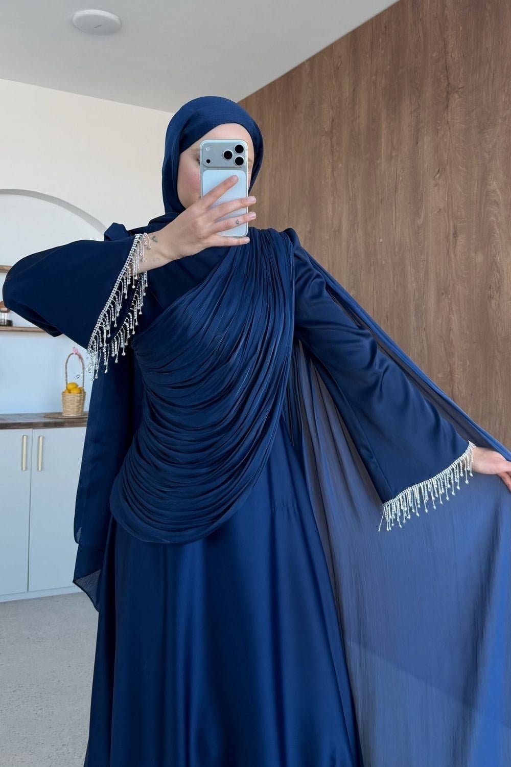 Alara Kol Detay Abiye Lacivert