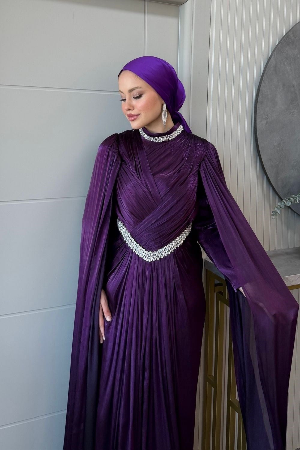 Diana Pelerin Detay Abiye Mor