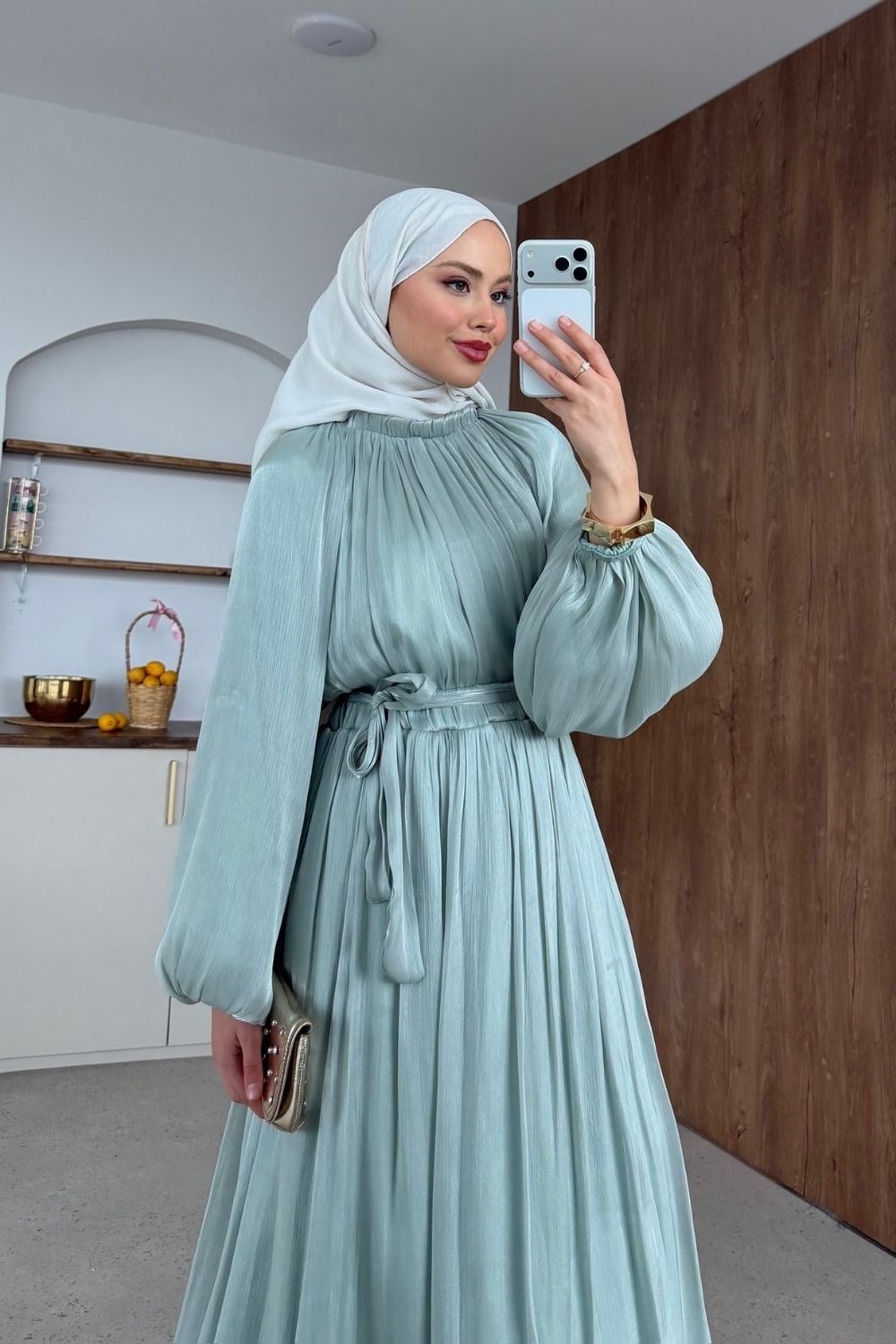 Elfida Saten Takımlı Abiye Mint