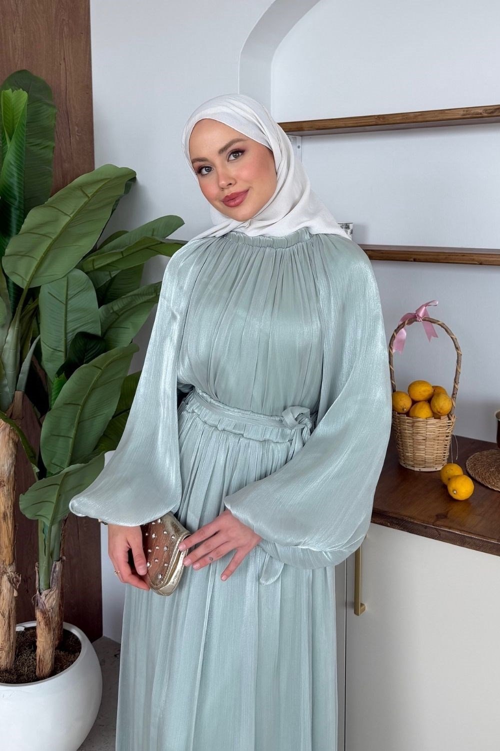 Elfida Saten Takımlı Abiye Mint