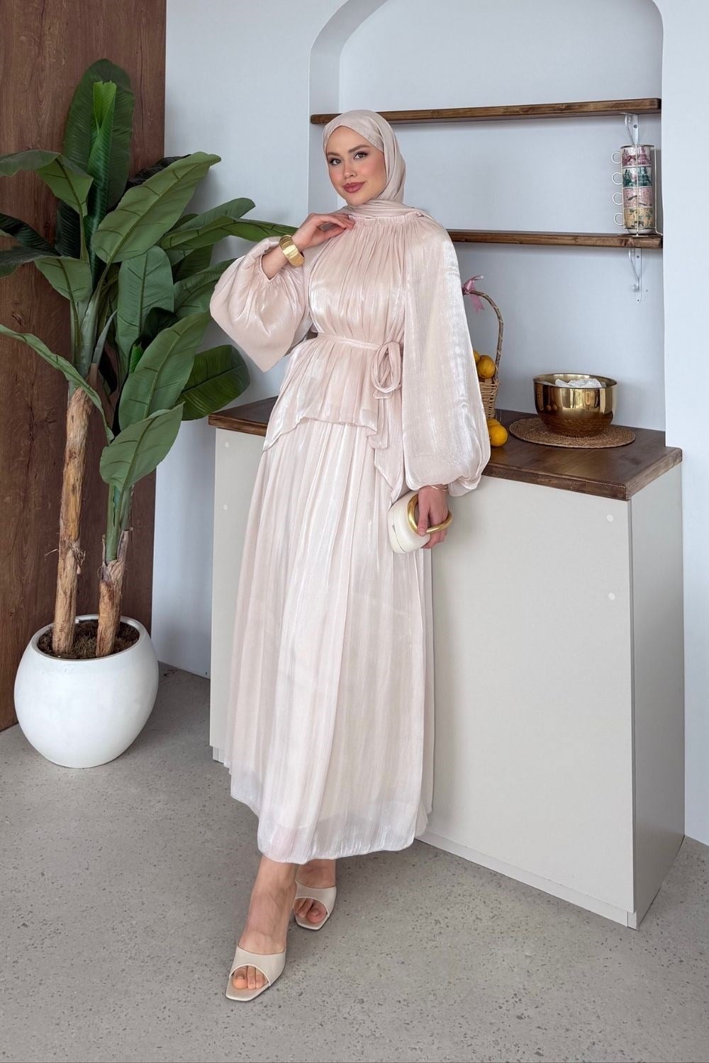 Elfida Saten Takımlı Abiye Taş