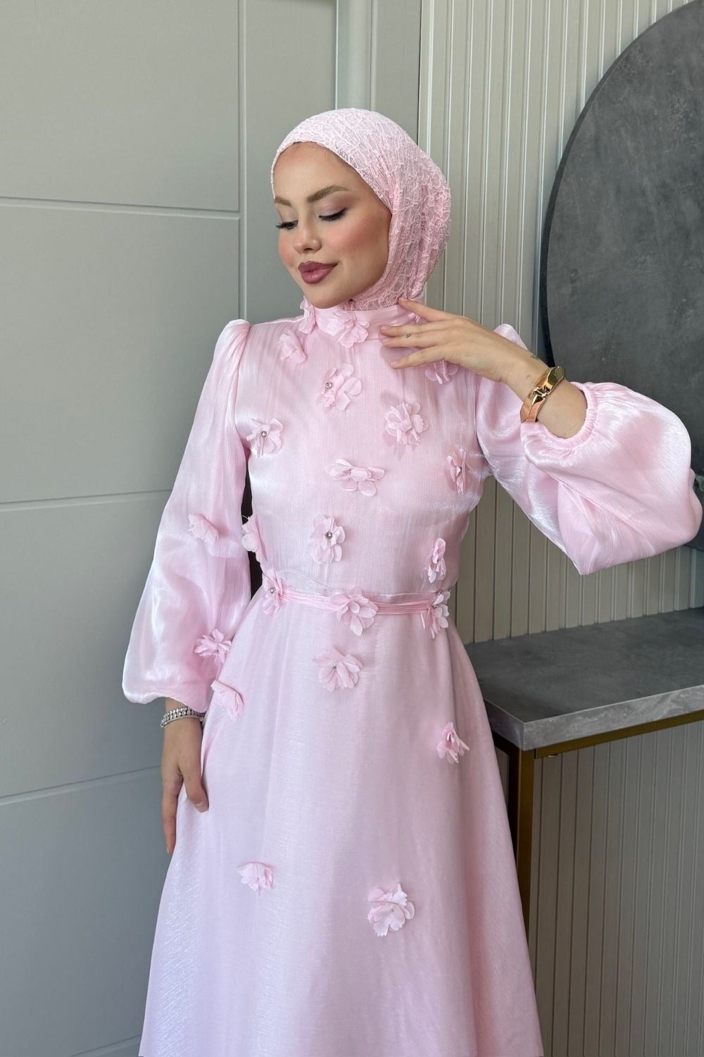 Flower Abiye Pembe