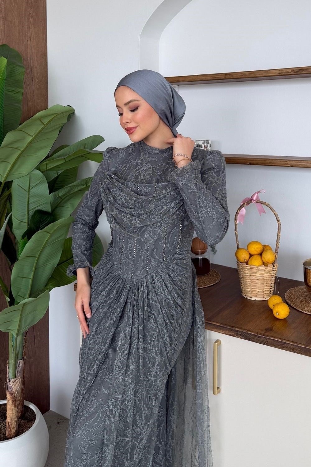 Juliet Korse Detay Dantel Abiye Çağla Yeşili