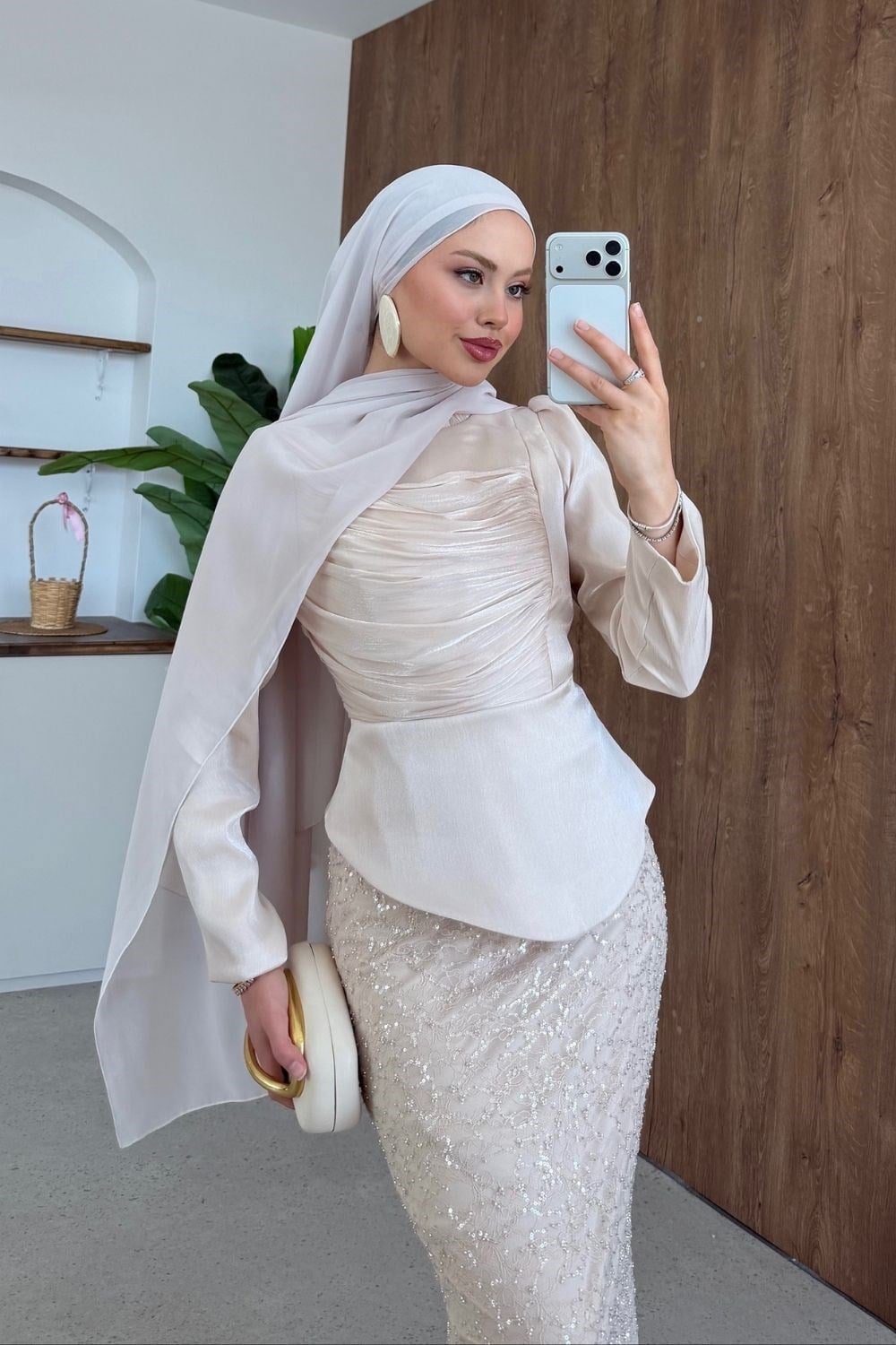Lavinya İkili Takım Abiye Bej
