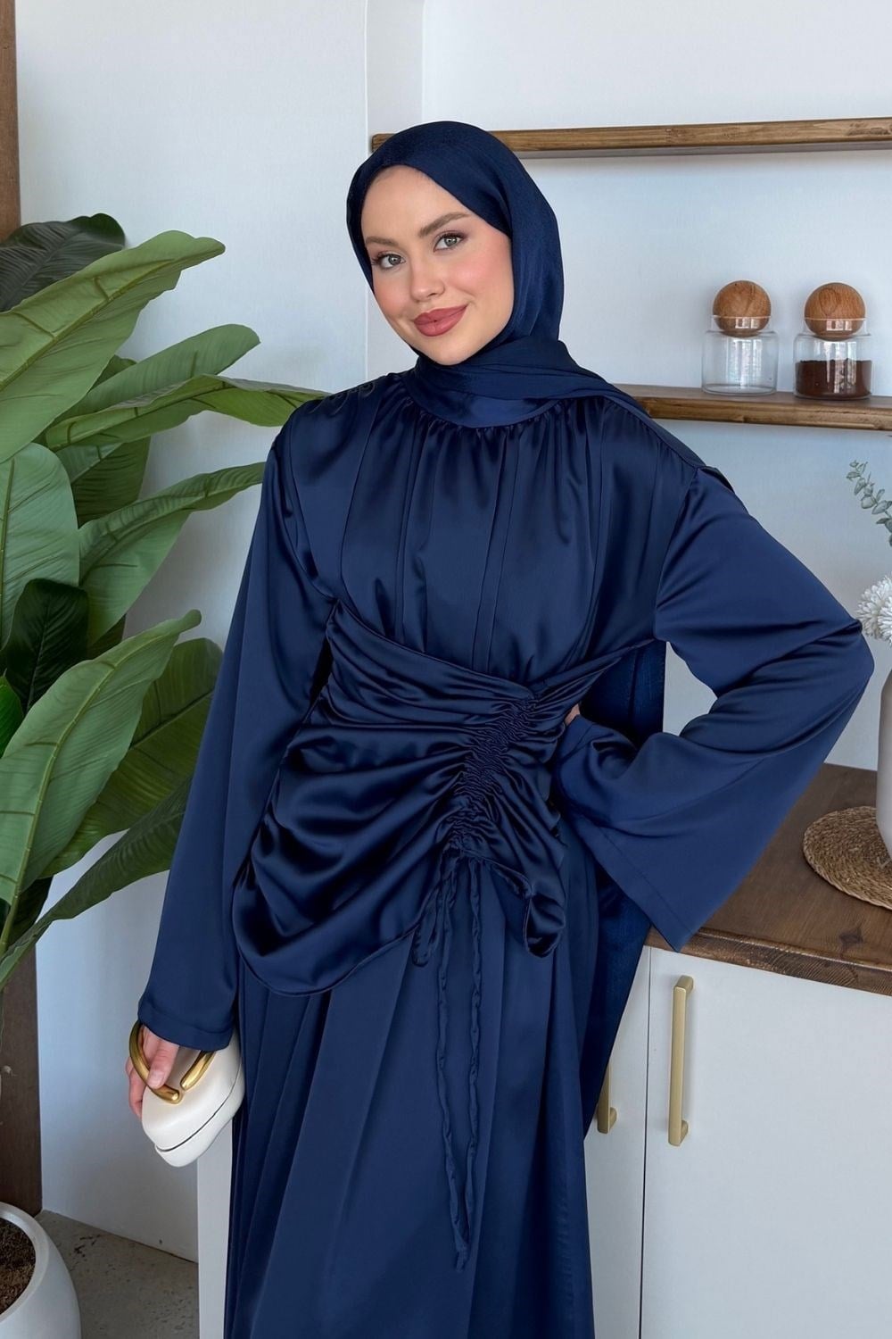 Mirella Saten Elbise Lacivert