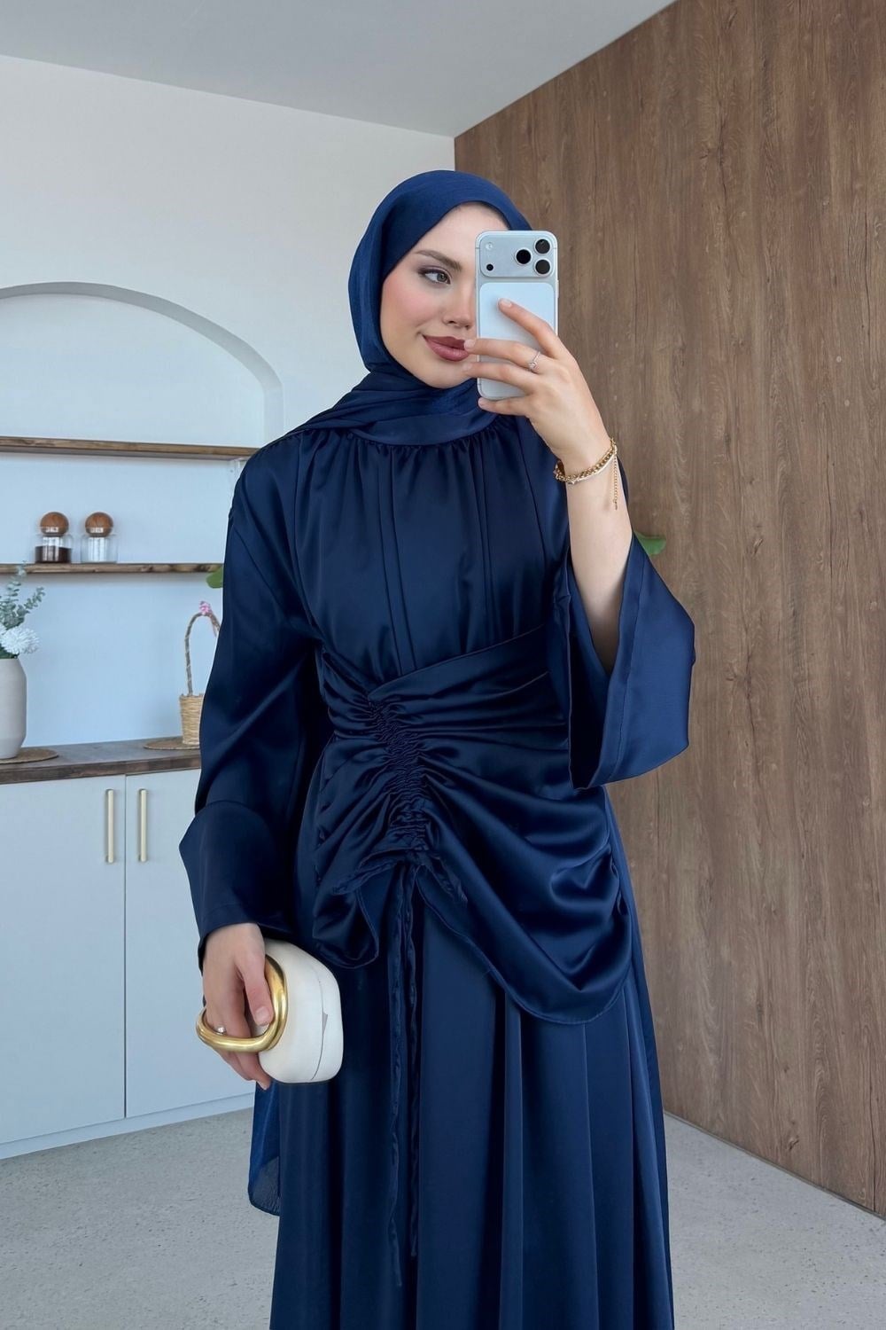 Mirella Saten Elbise Lacivert