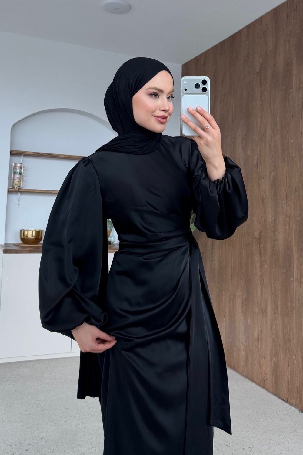 Noctira Saten Elbise Siyah