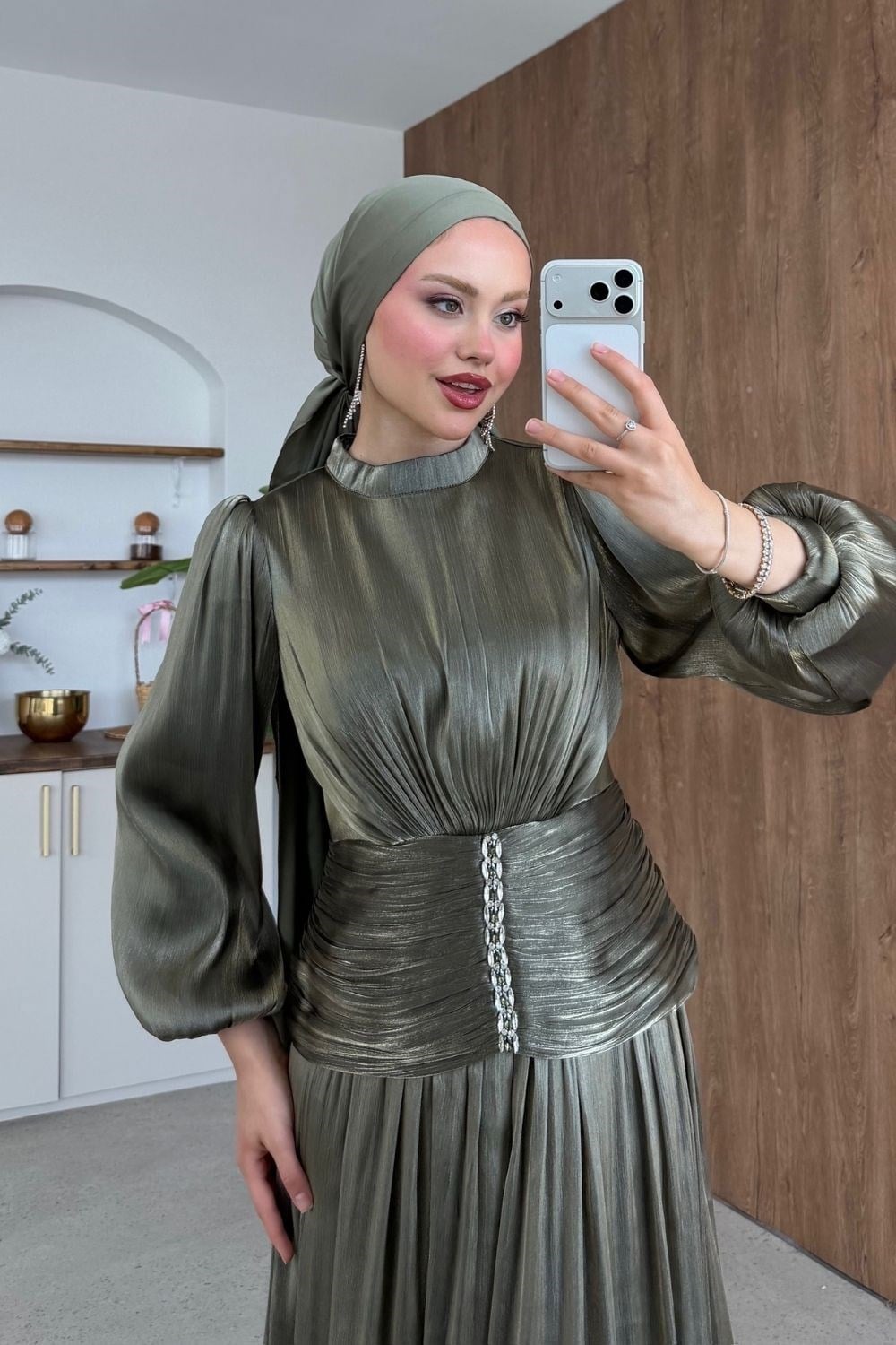 Sirius Taşlı Abiye Haki