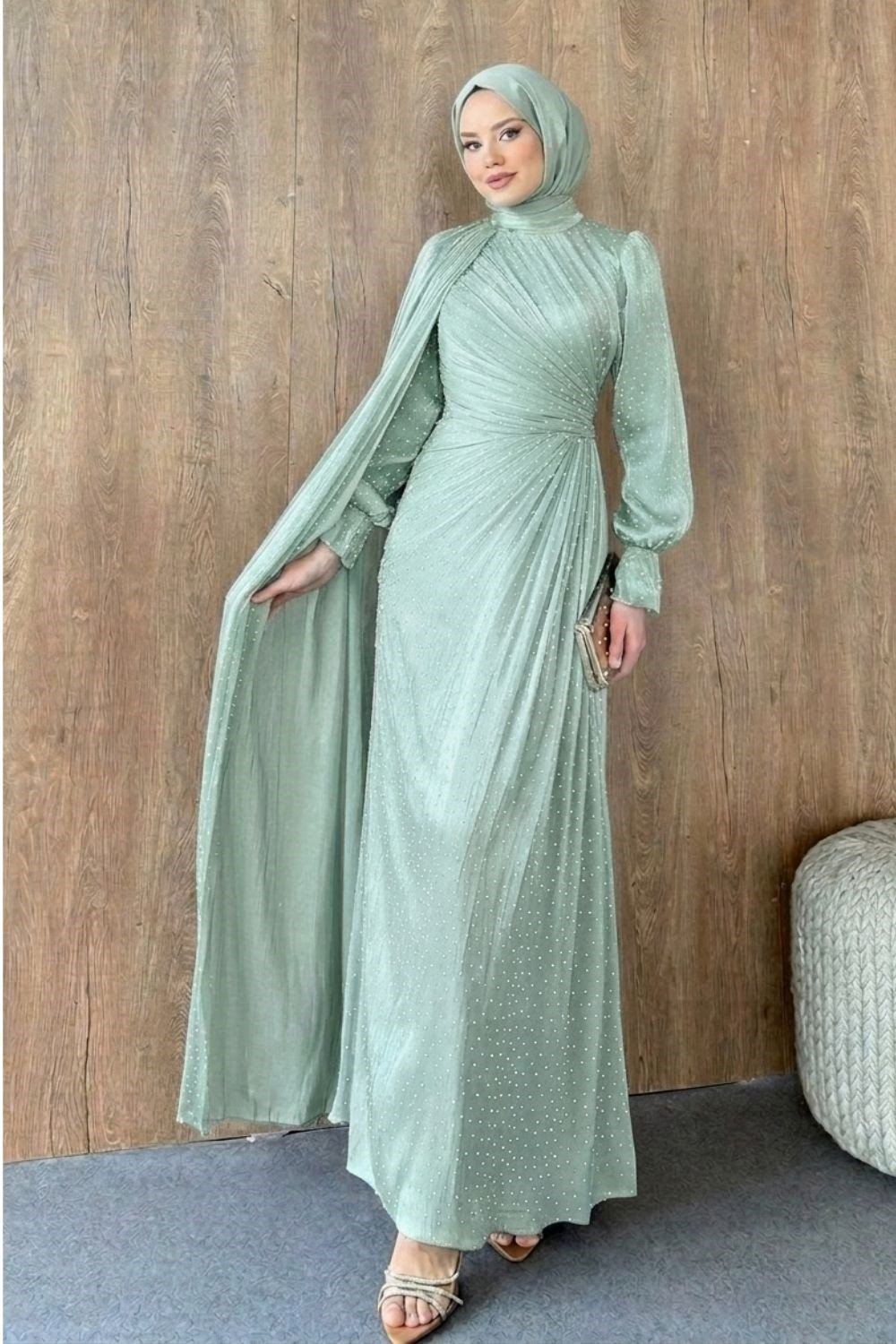 Taş Detaylı Abiye Mint