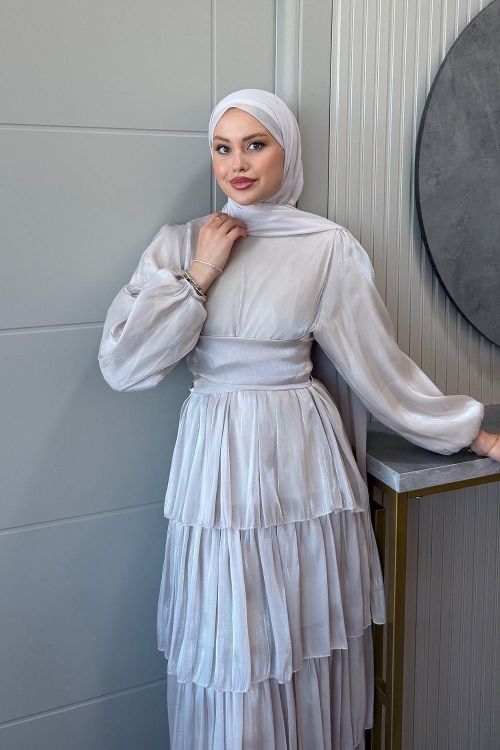 Zümra Kat Kat Elbise Bej