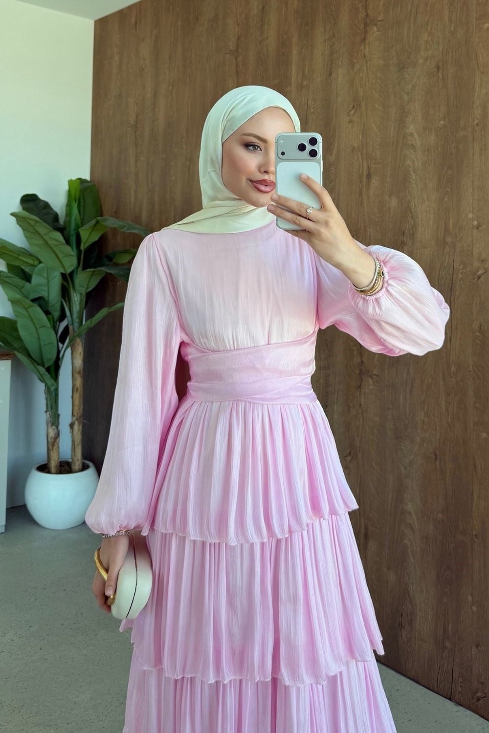 Zümra Kat Kat Elbise Pembe