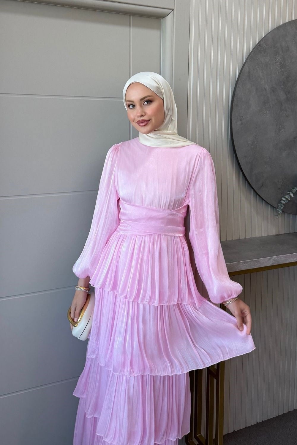 Zümra Kat Kat Elbise Pembe