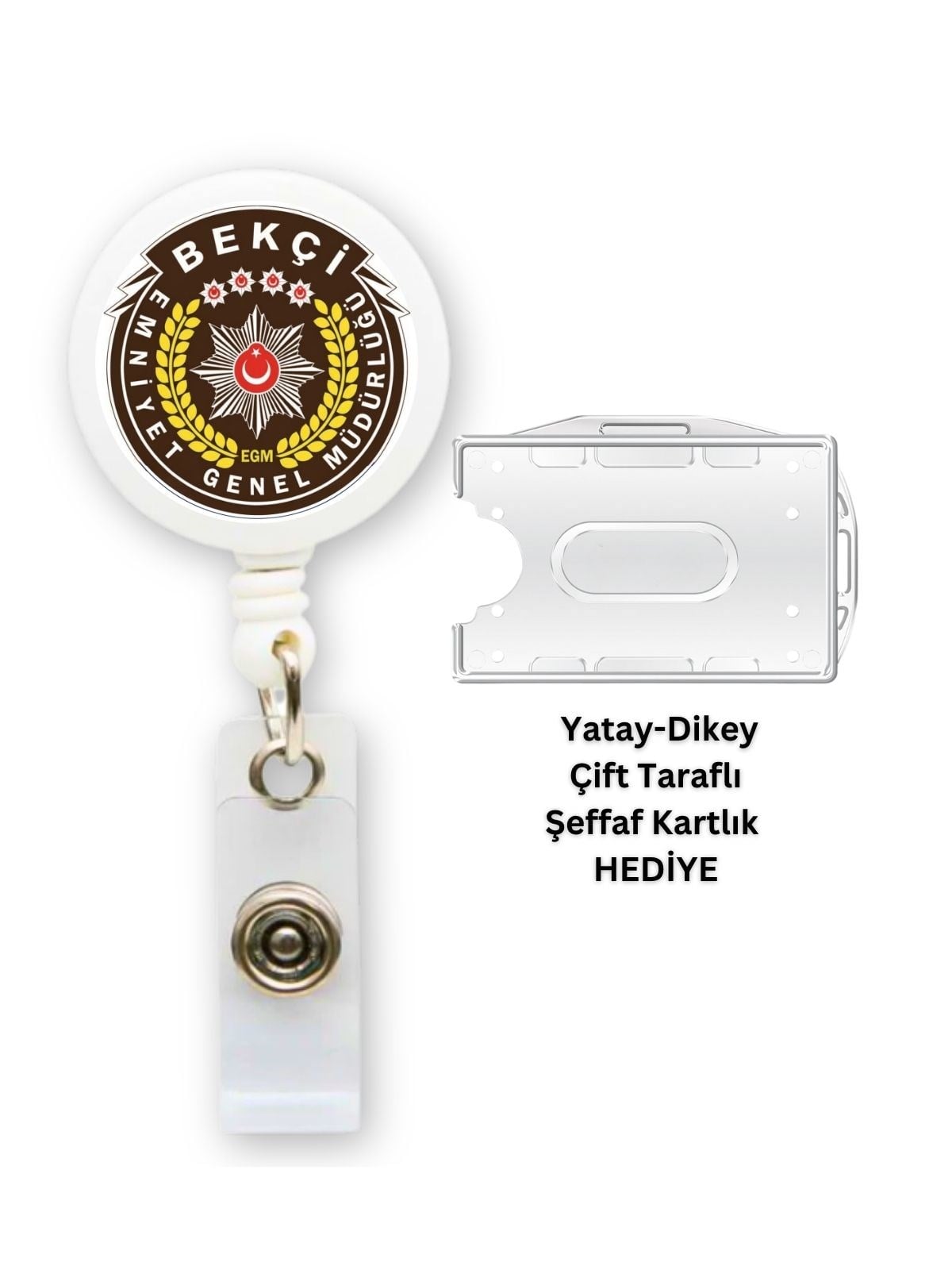 Bekçi Damla Etiket Yoyo Yaka Kartlığı Yatay Dikey Kart Koruyucu