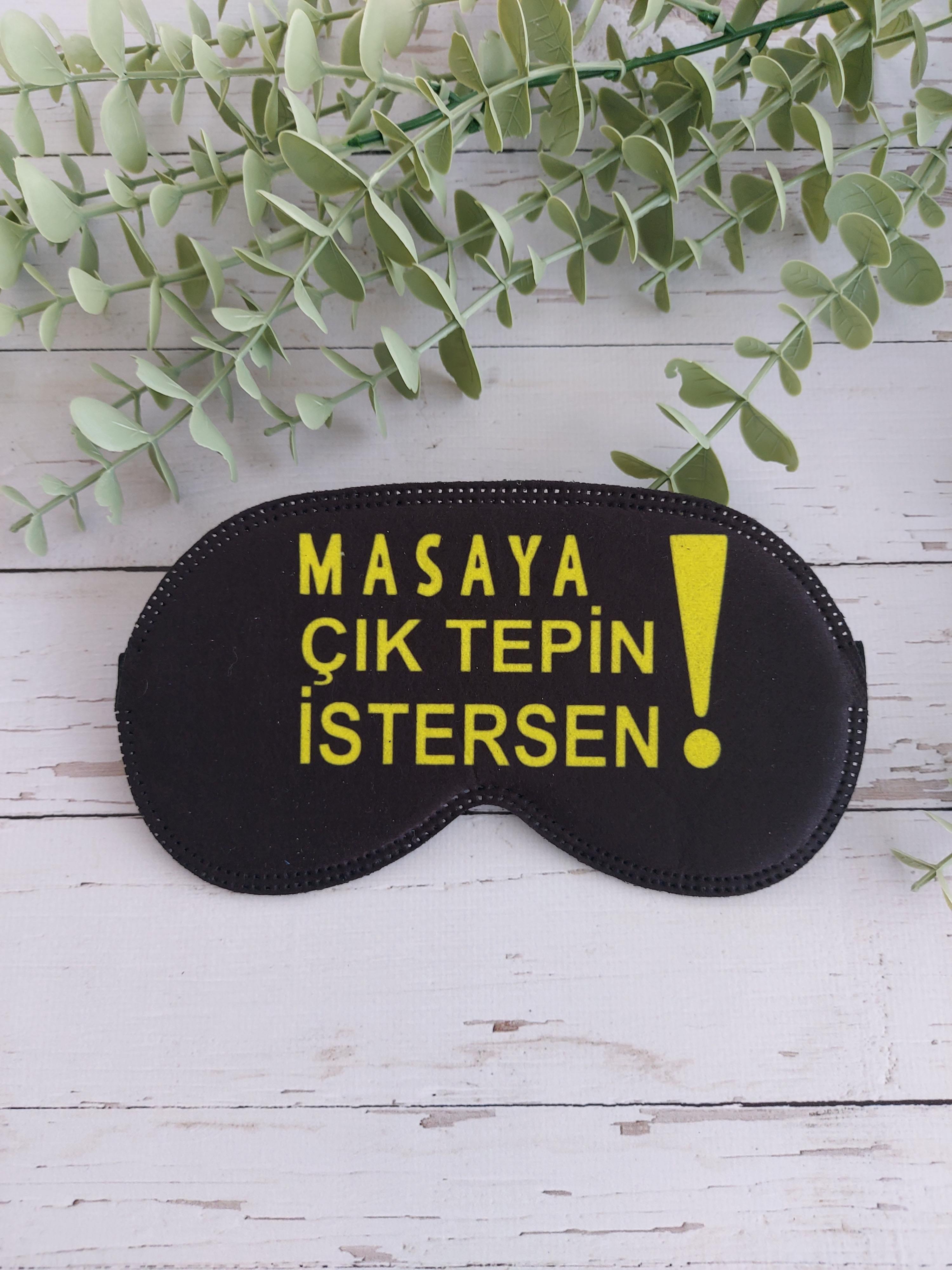 Masaya Çık Tepin İstersen Uyku Bandı Göz Bandı Baskılı Pamuk Seyahat Uyku Bandı
