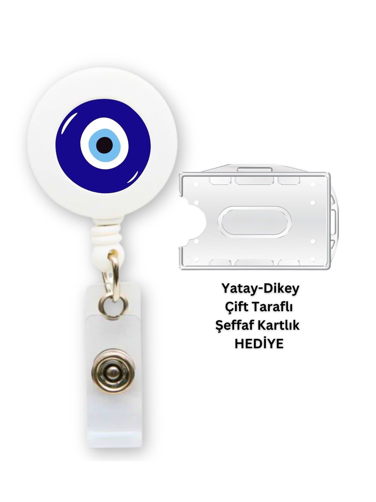 Nazar Boncuğu Damla Etiket Yoyo Yaka Kartlığı Yatay Dikey Kart Koruyucu