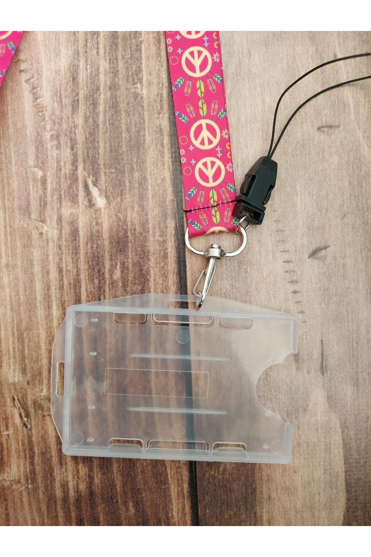Pembe Kart Askısı Yaka Kartı Boyun Askı Ipi Telefon Askısı