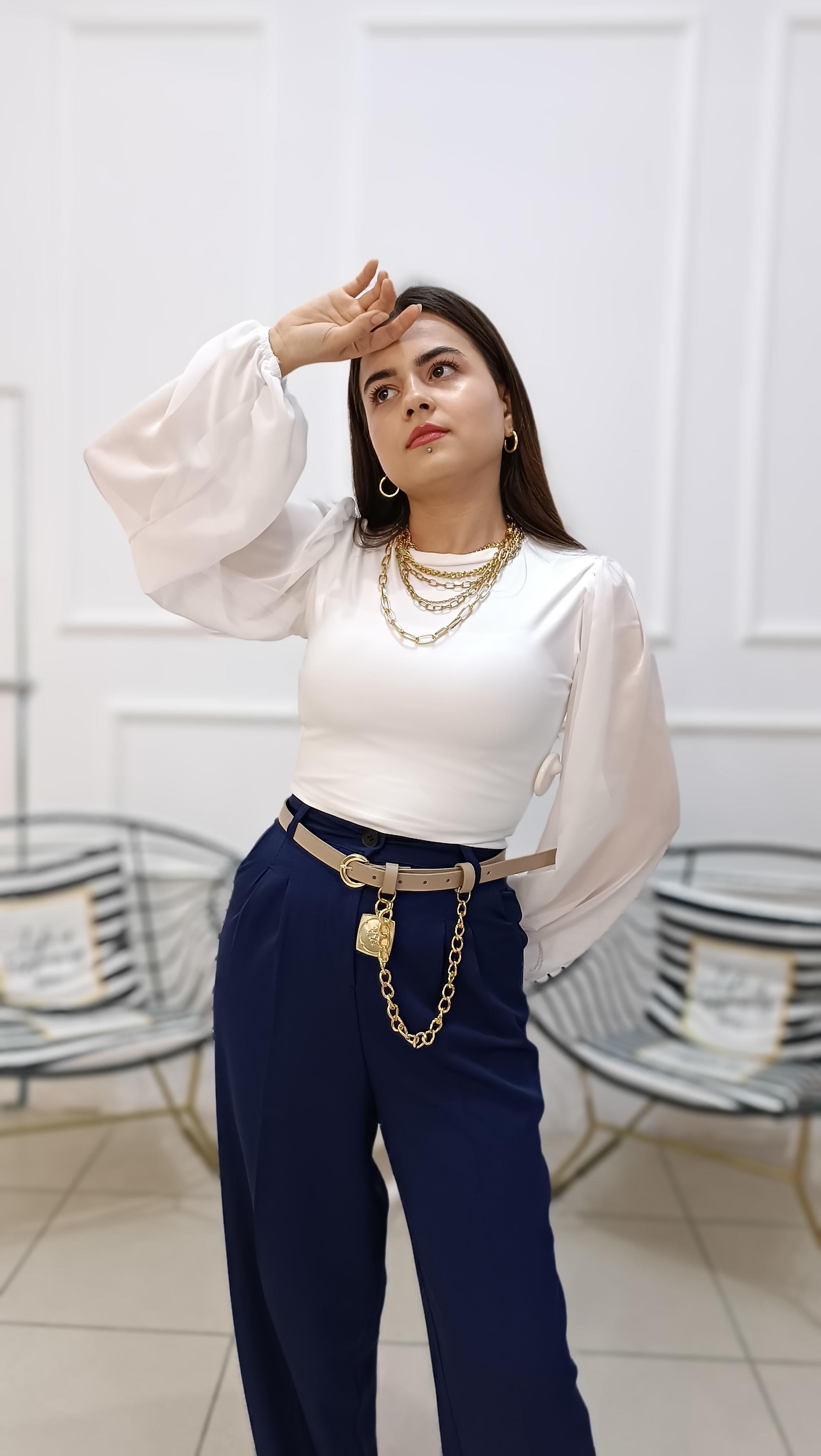Balon Kol Detaylı Crop Top