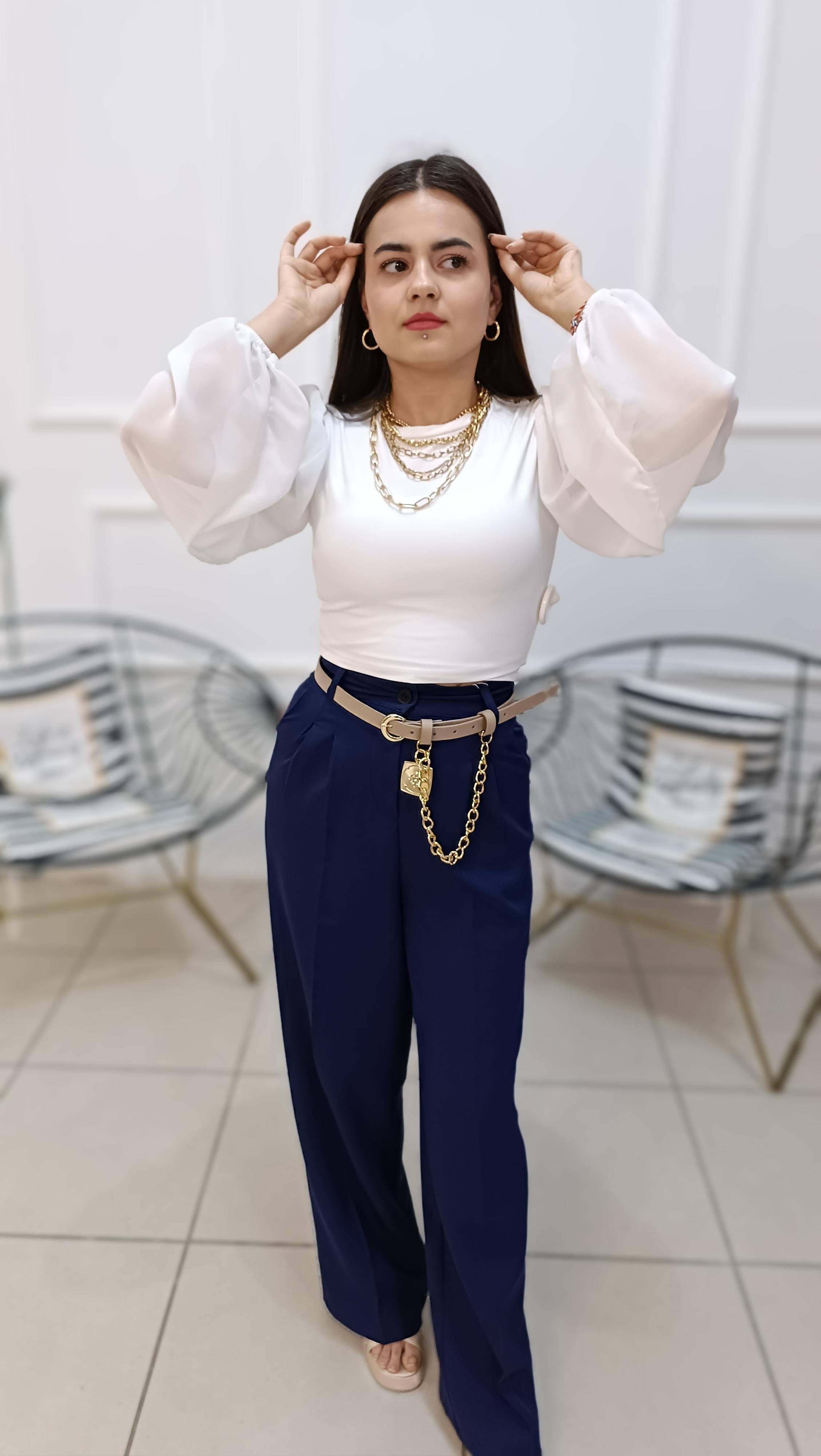Balon Kol Detaylı Crop Top