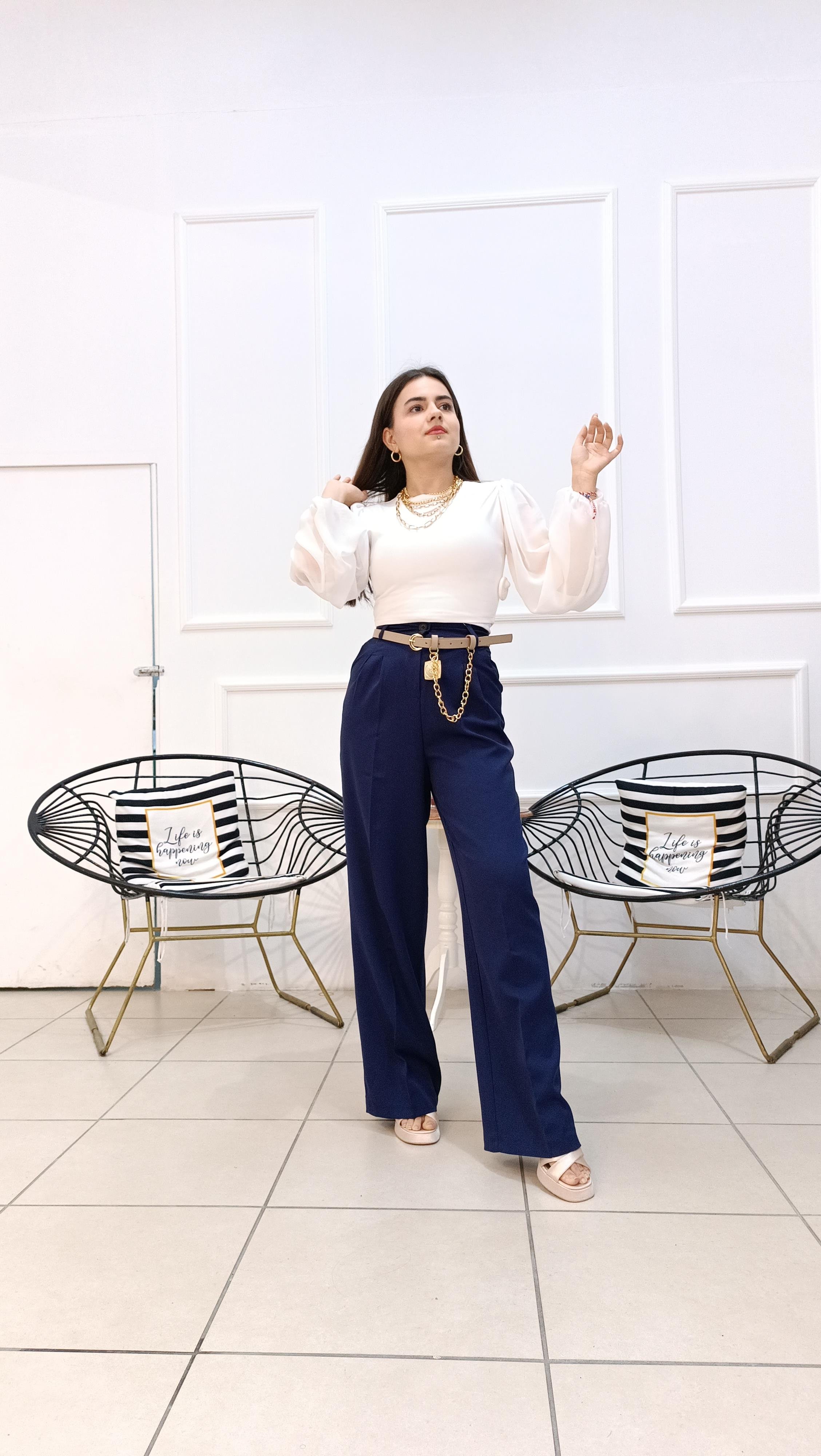 Balon Kol Detaylı Crop Top