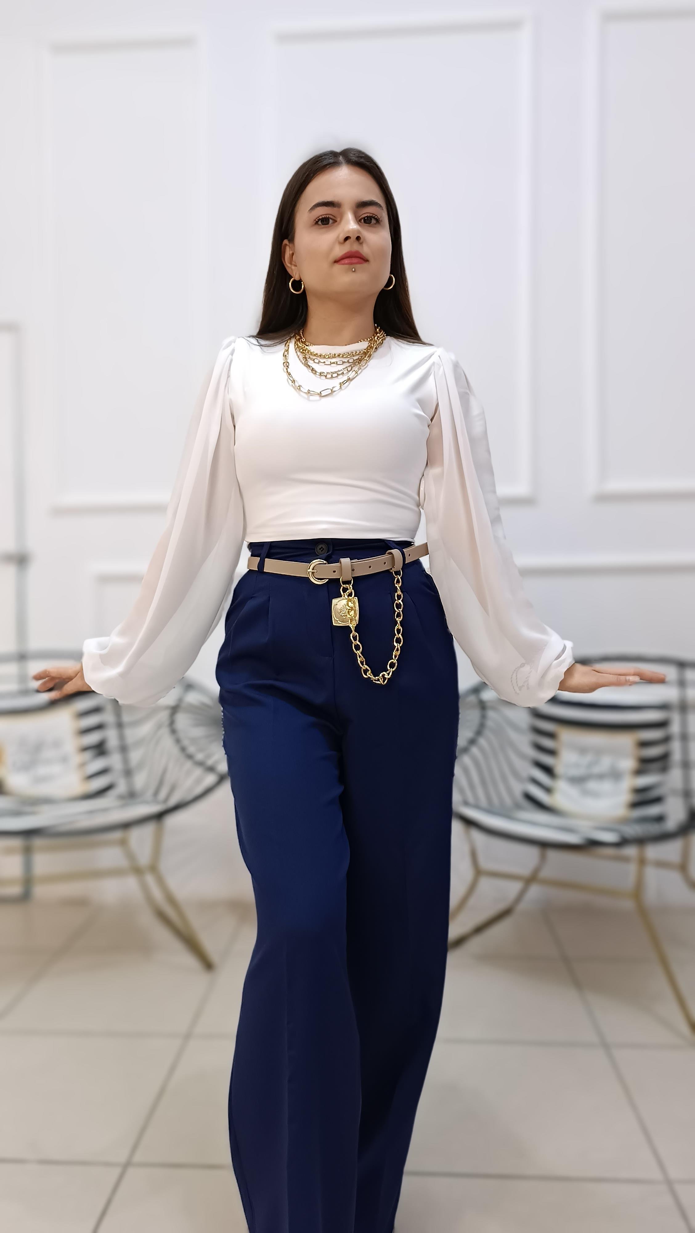 Balon Kol Detaylı Crop Top