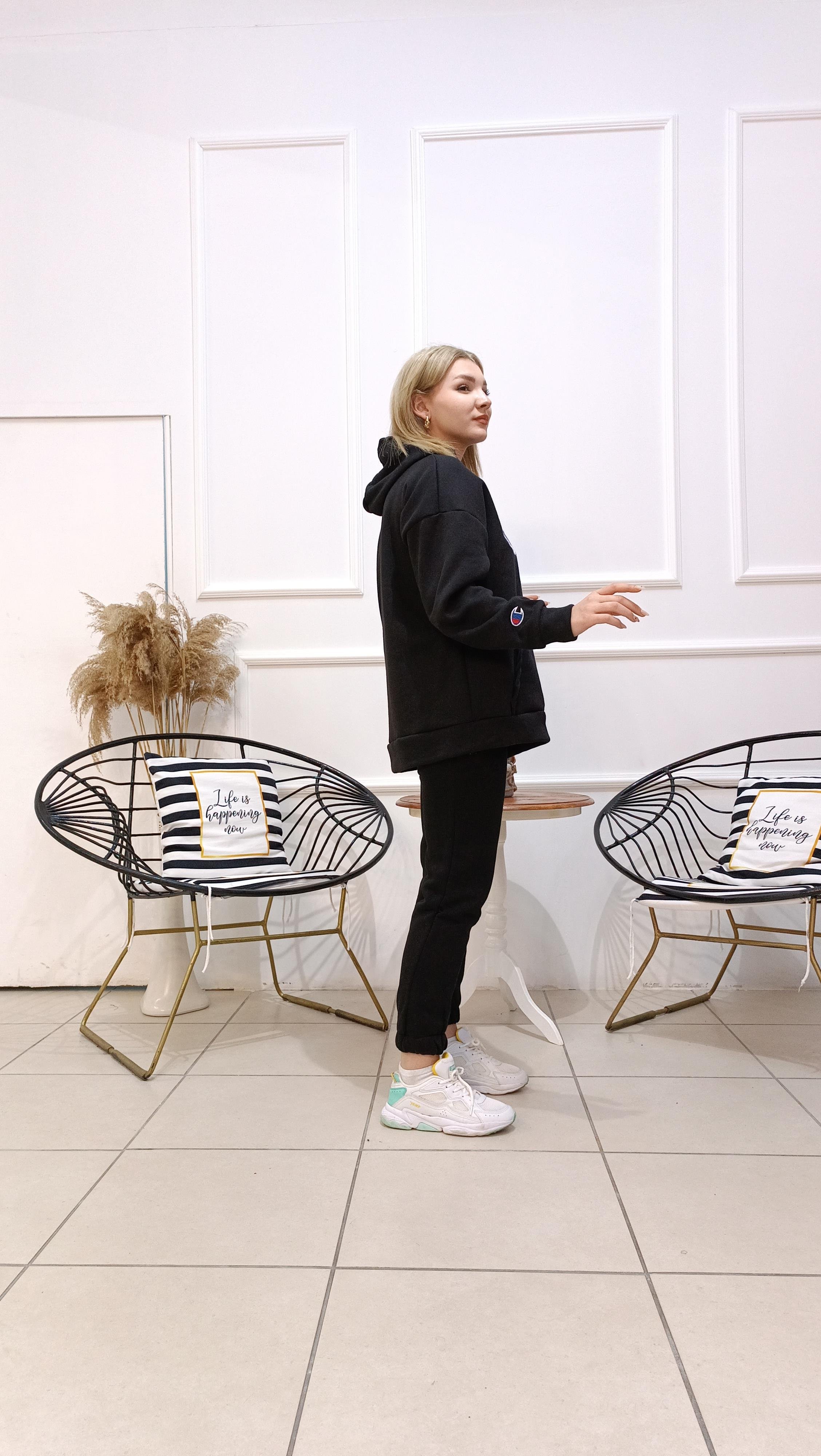 İçi Şardonlu Kapşonlu Sweatshirt