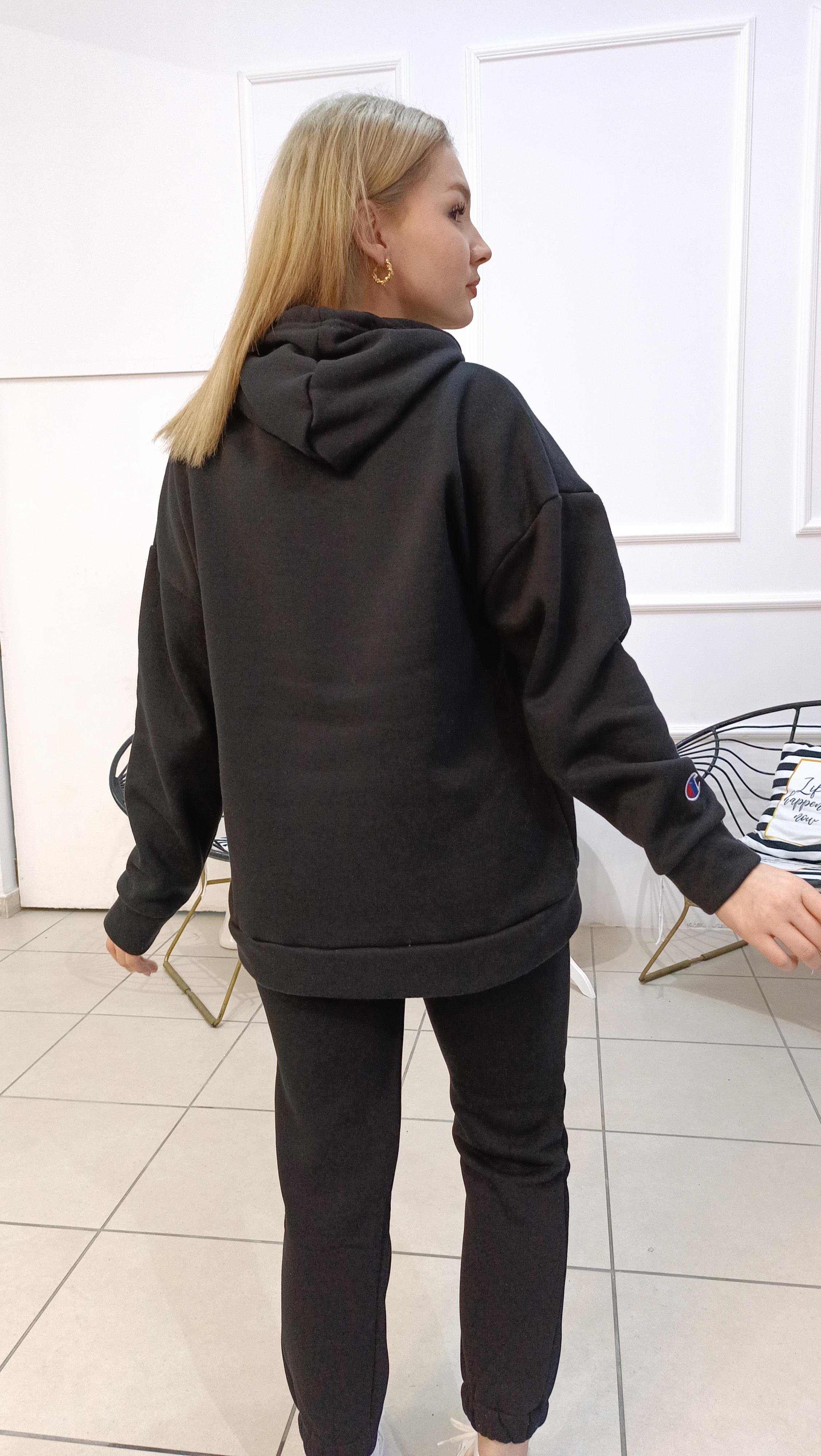 İçi Şardonlu Kapşonlu Sweatshirt