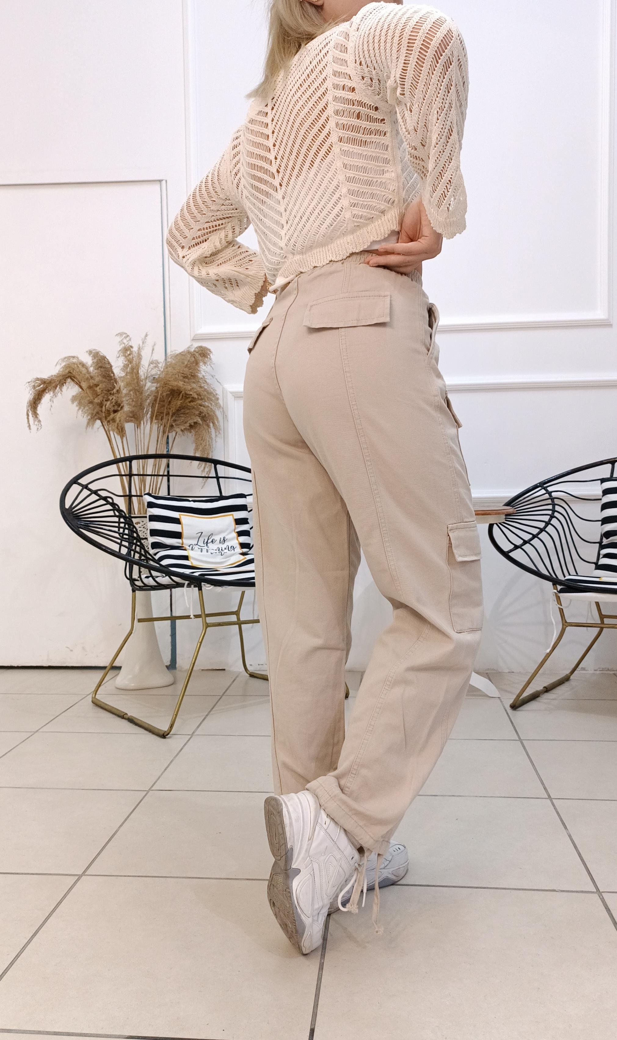 Kargo Cepli Bel Kısmı Lastikli Gabardin Pantolon