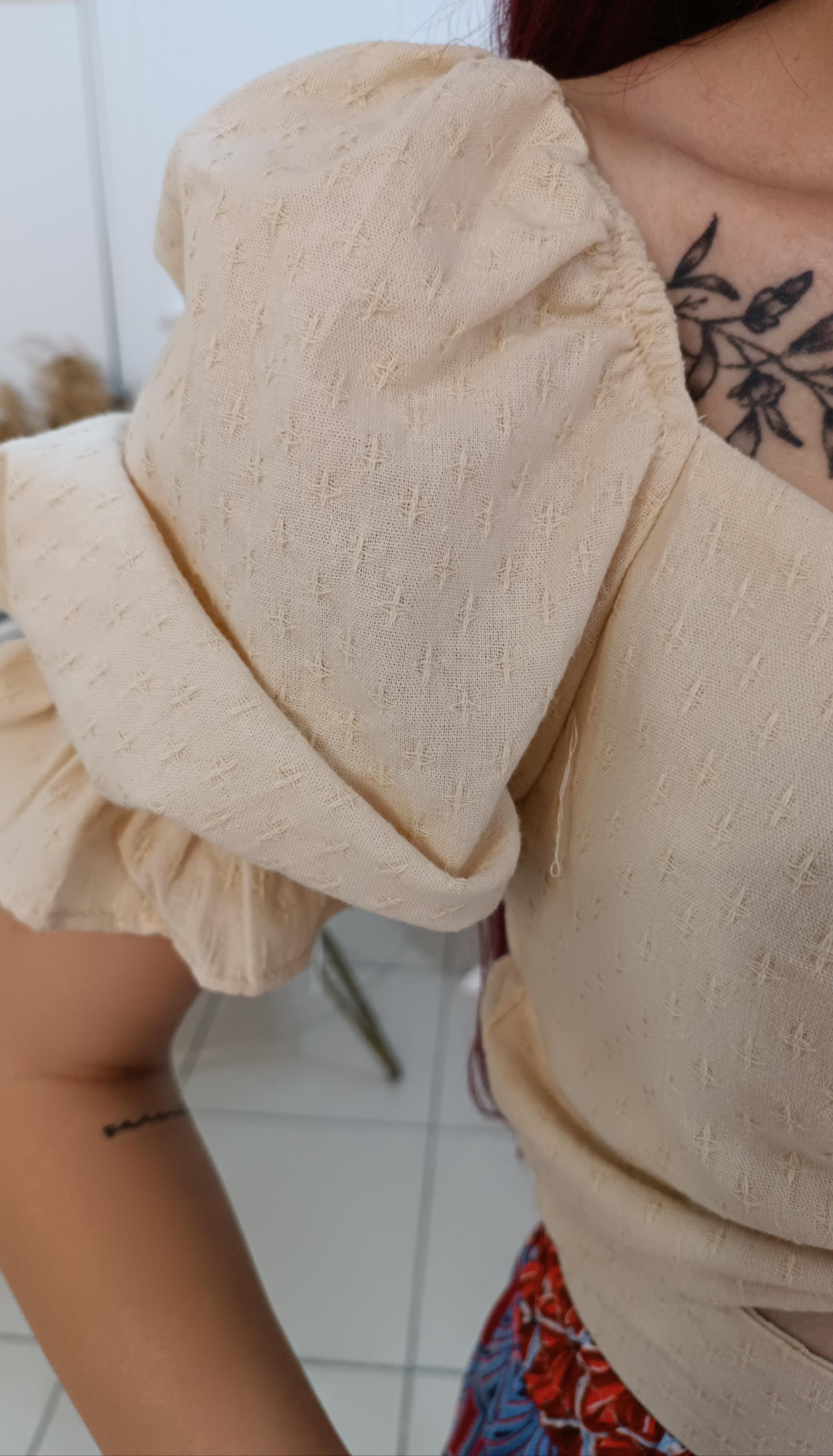 Karpuz Kol Bel Kısmı Şerit Detaylı Crop Bluz
