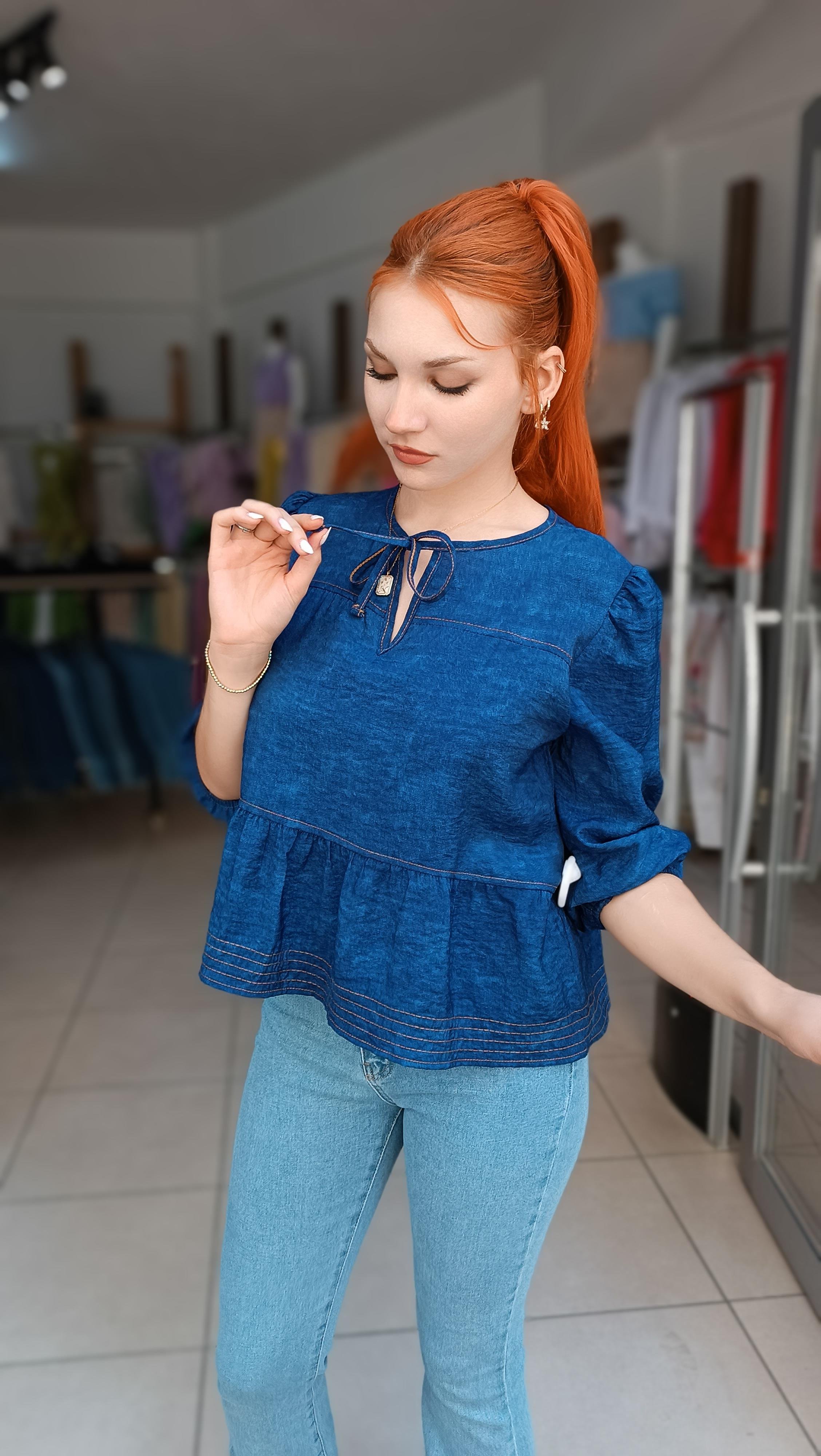 Kot Görünümlü Önden Bağlamalı Bluz