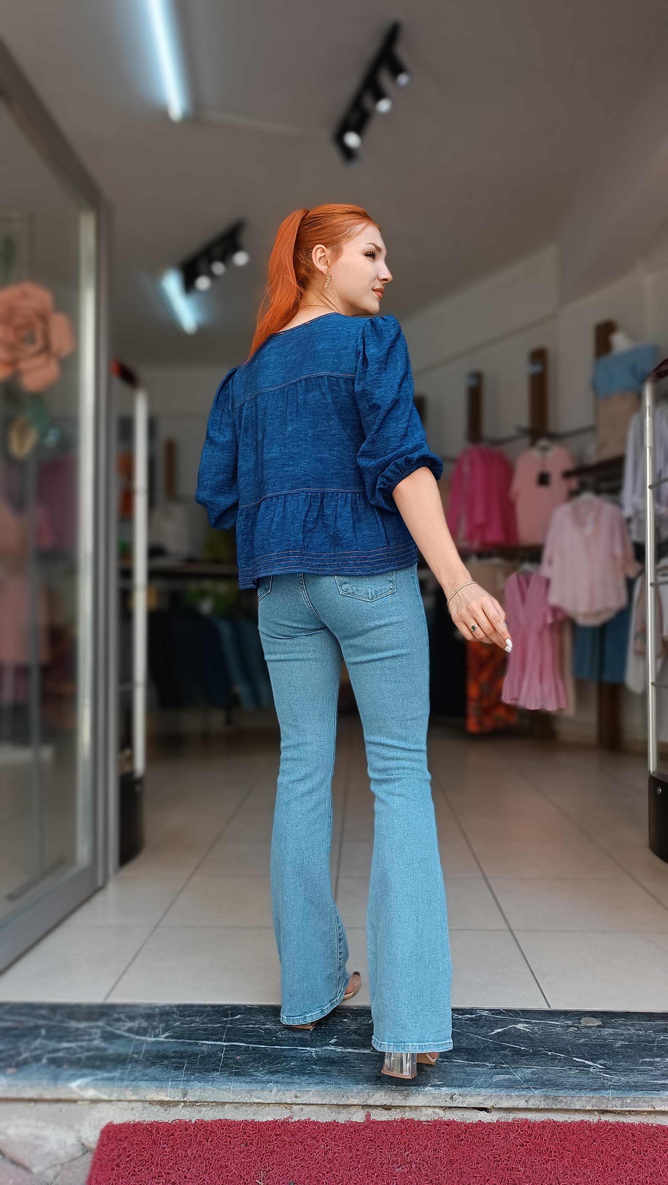 Kot Görünümlü Önden Bağlamalı Bluz