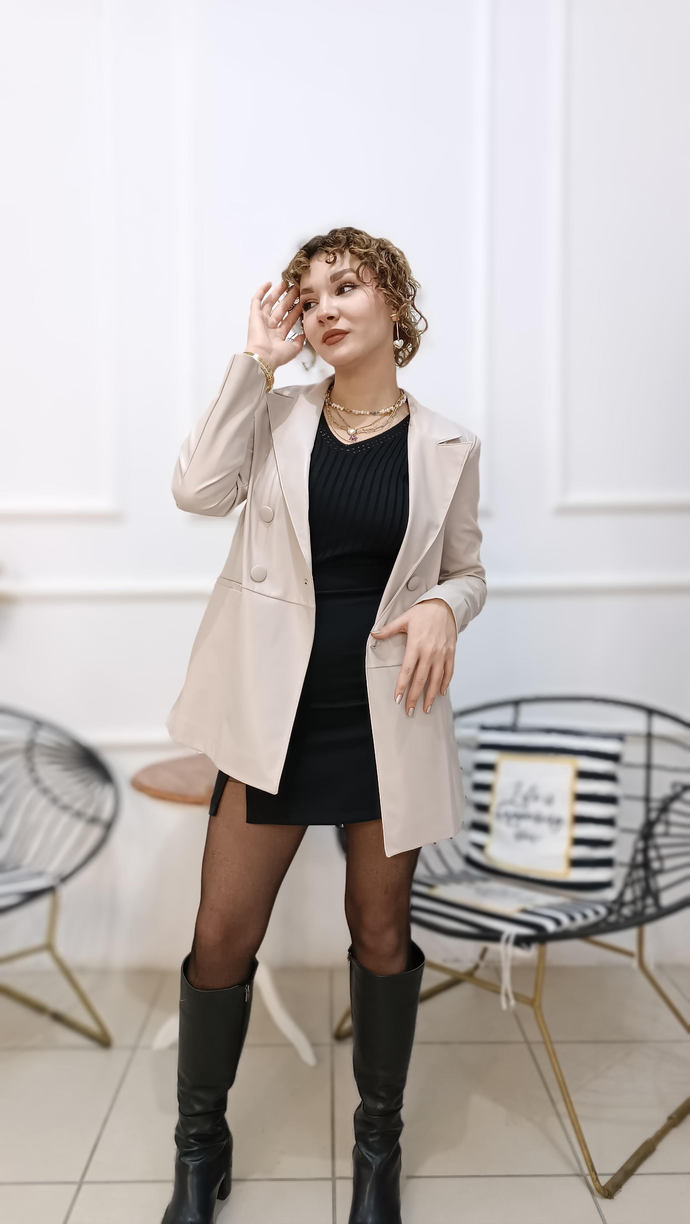 Premium Kalite İçi Kürklü Omuzları Vatkalı Deri Ceket
