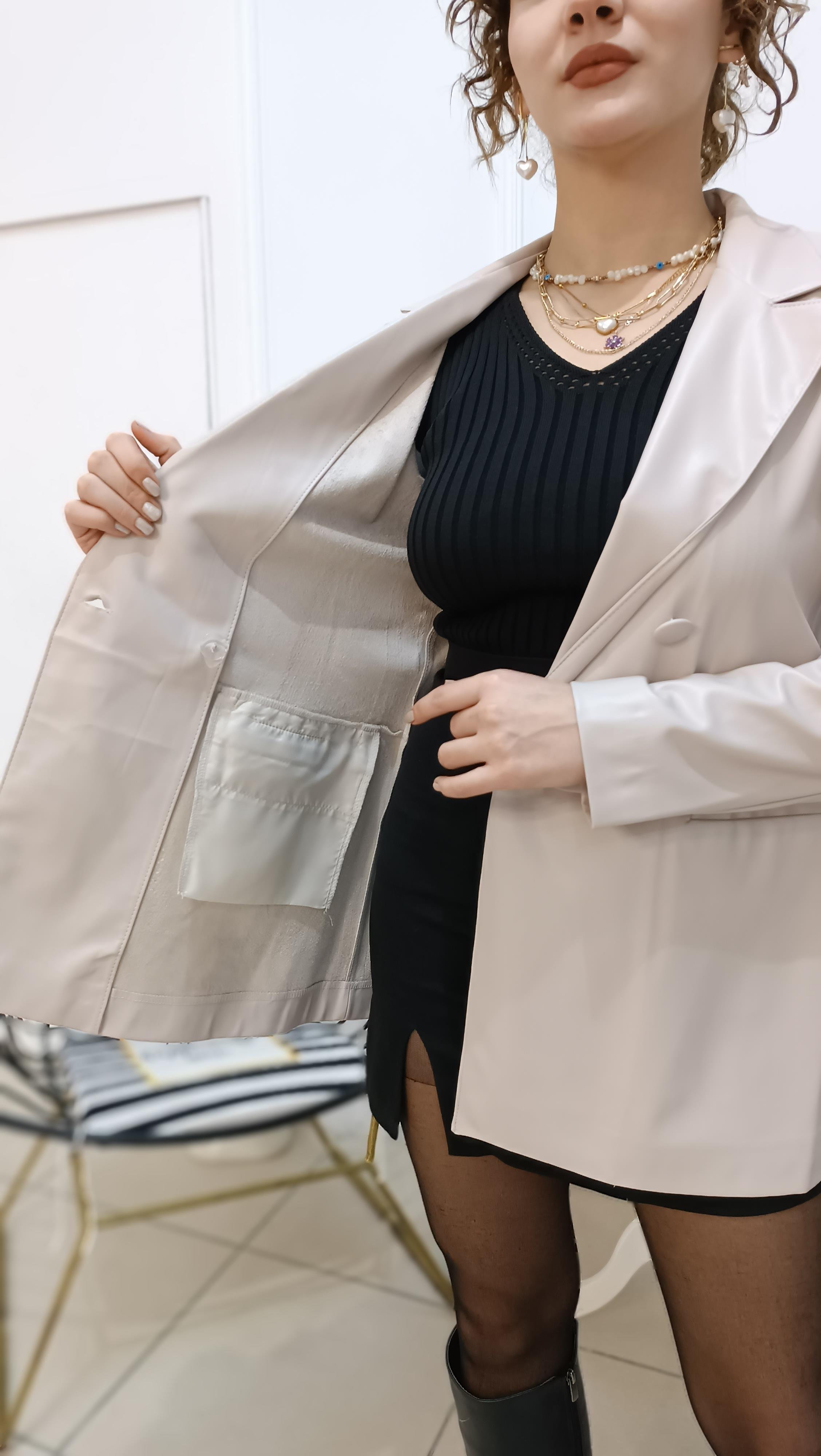 Premium Kalite İçi Kürklü Omuzları Vatkalı Deri Ceket