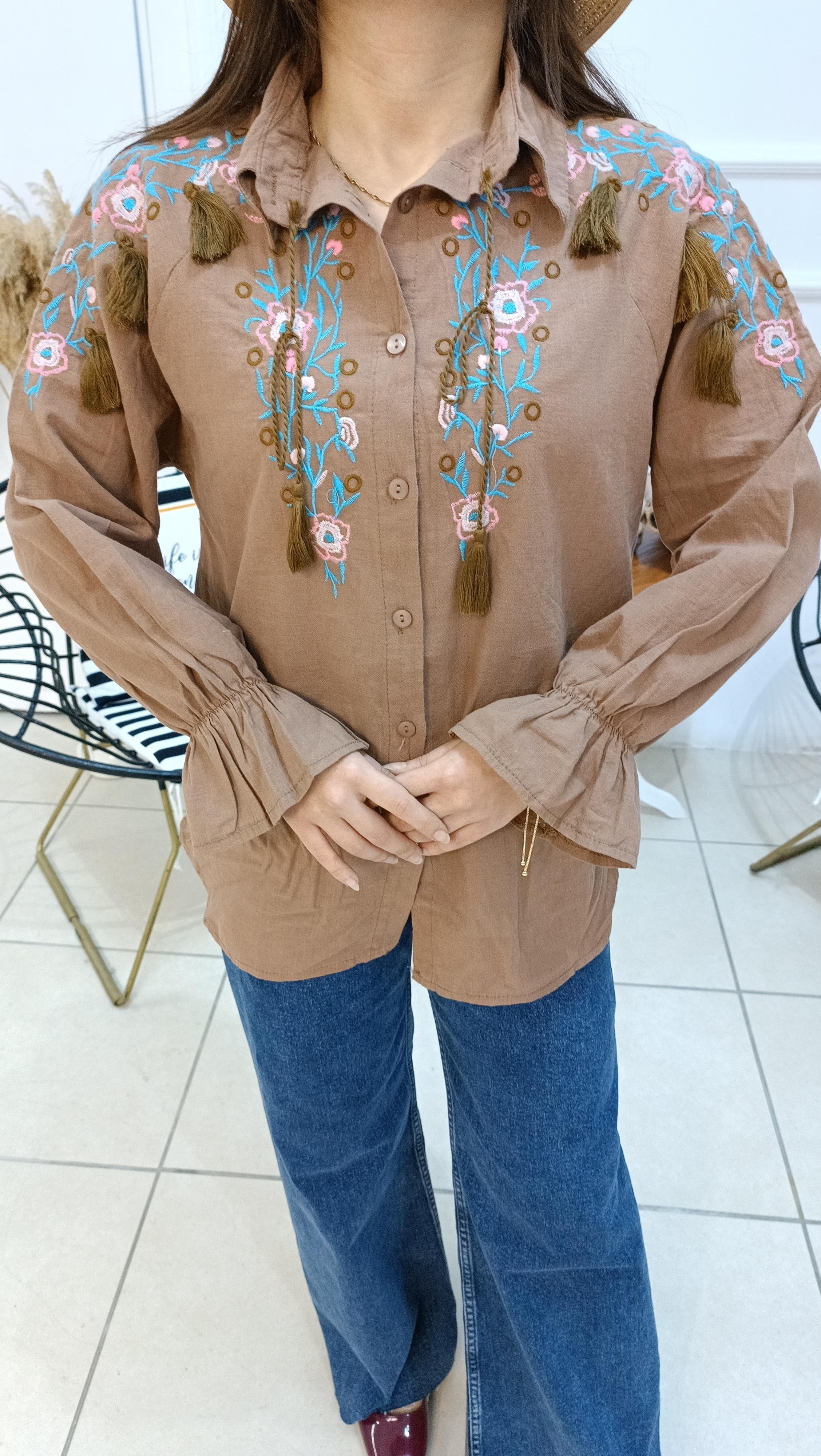 Premium Kalite Nakışlı Retro Gömlek