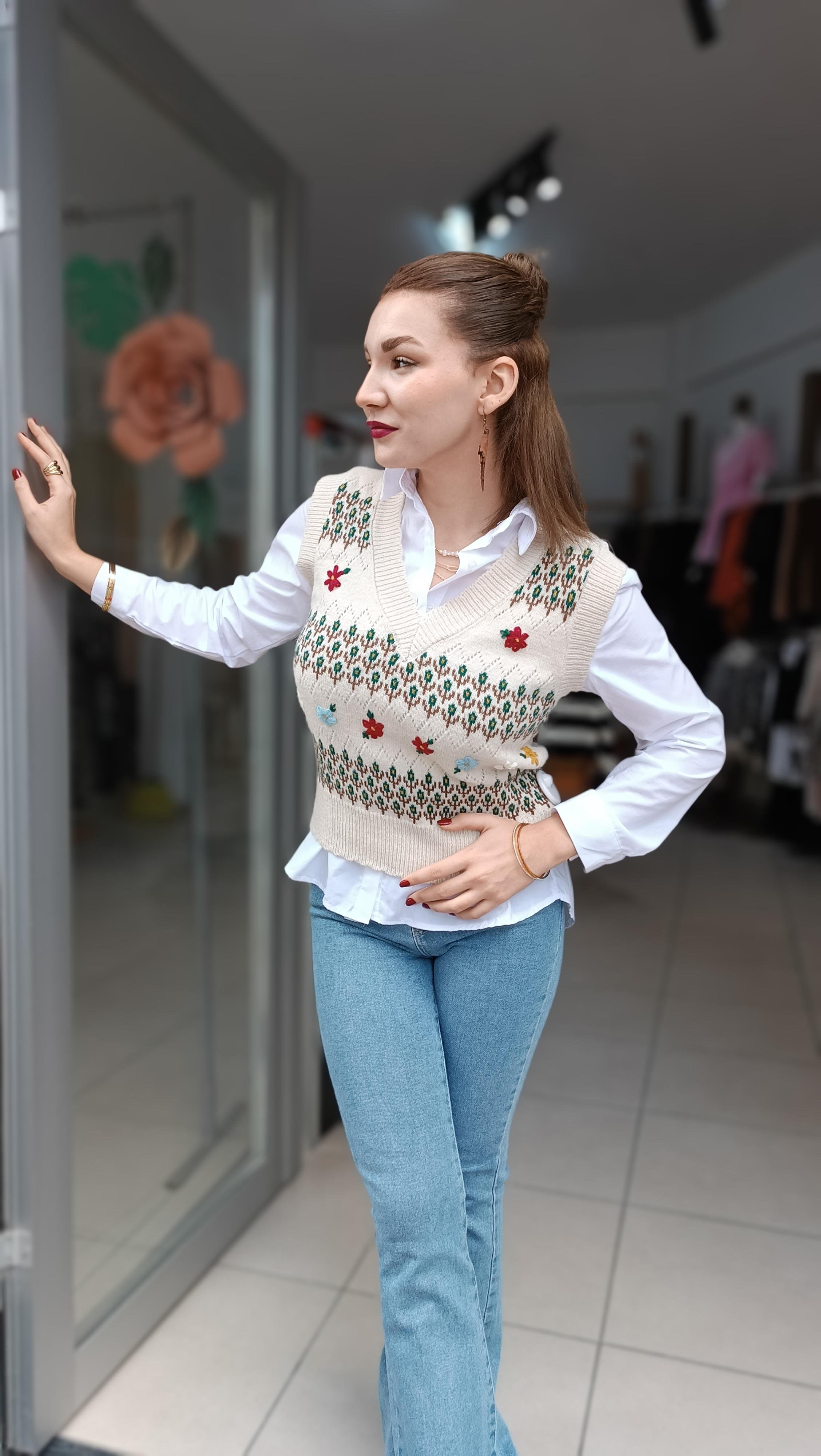 Vintage Model Gömlek Süveter Takım