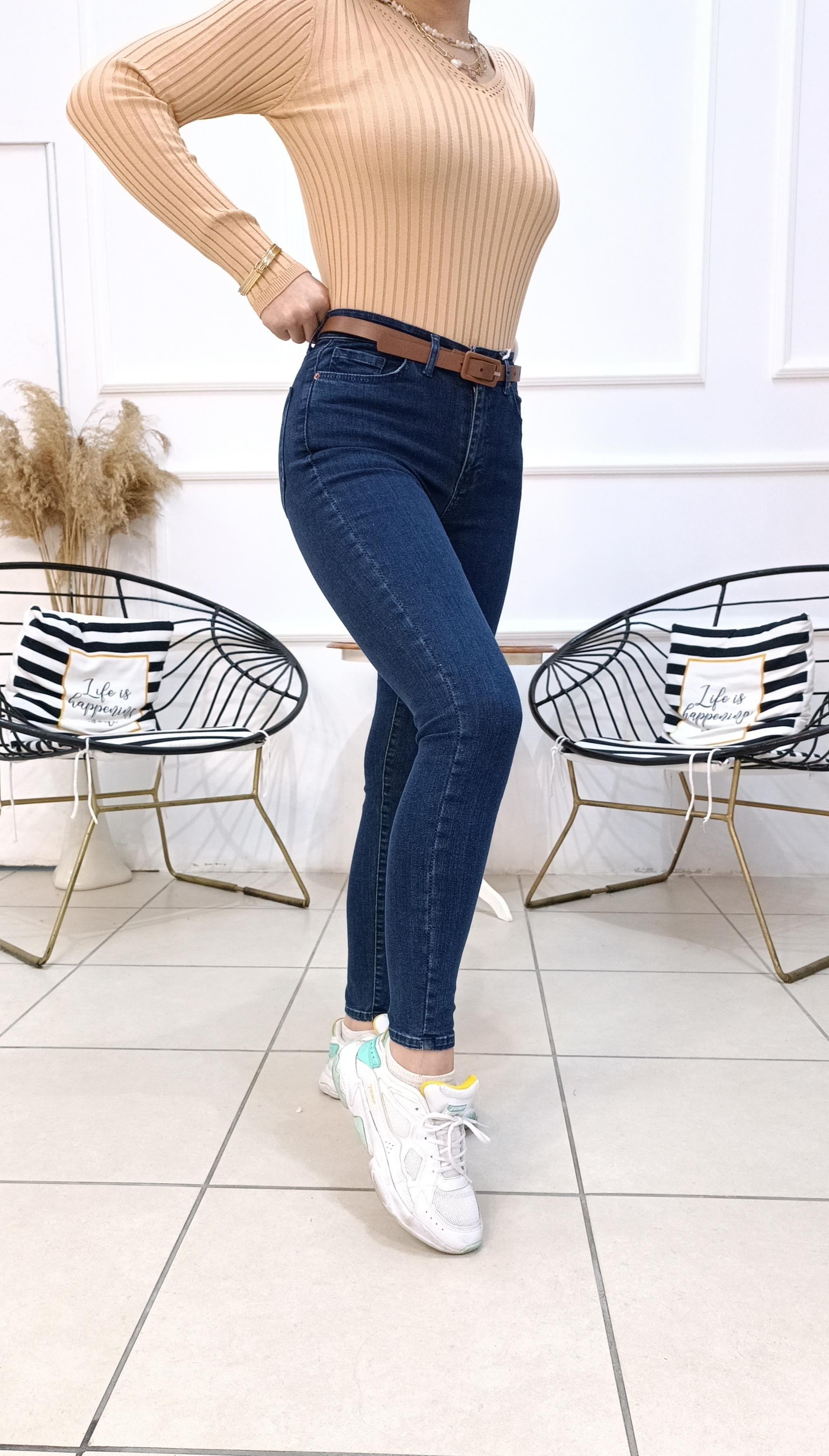 Yüksek Bel Likralı Laci Jean Pantolon