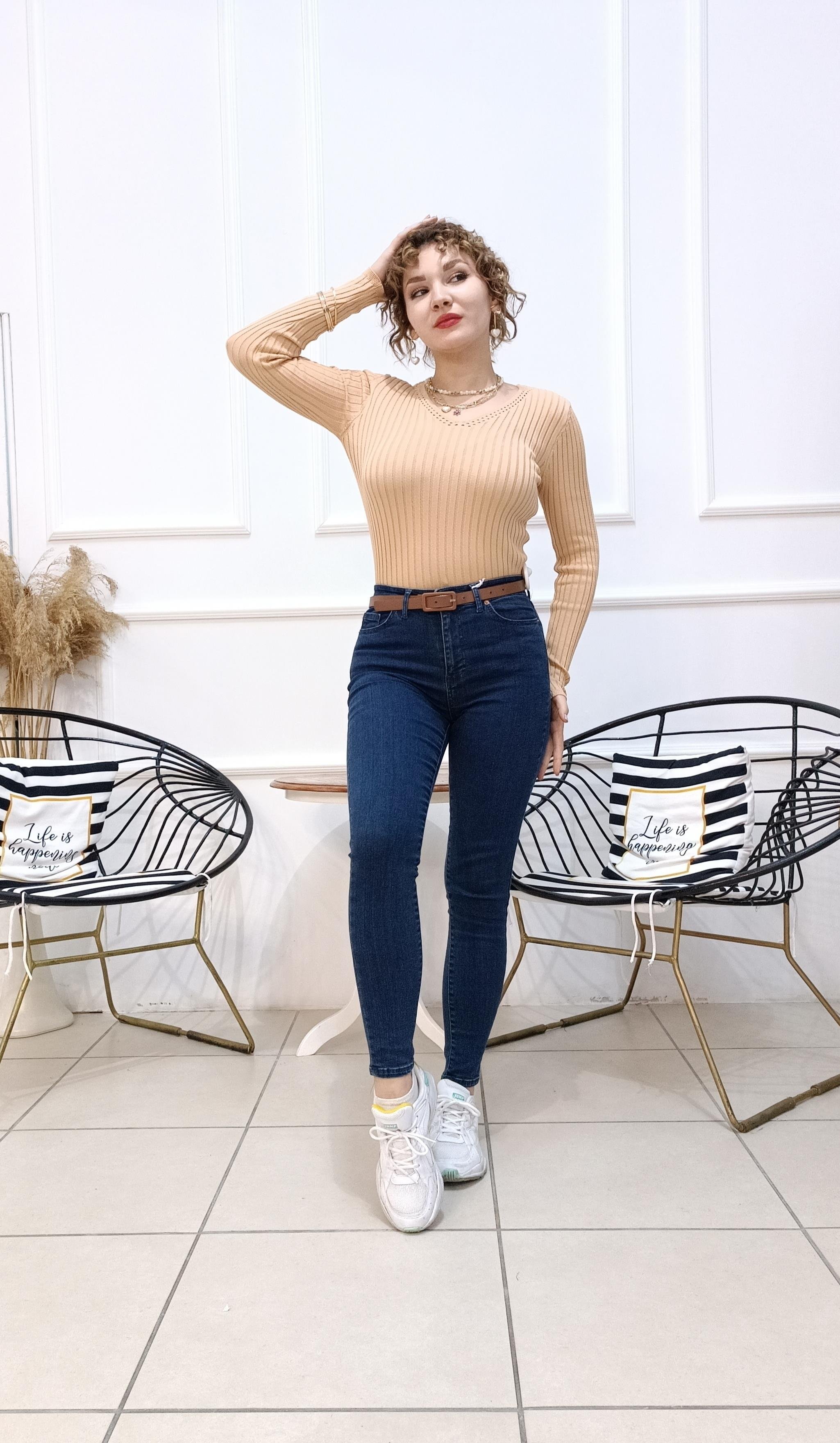 Yüksek Bel Likralı Laci Jean Pantolon