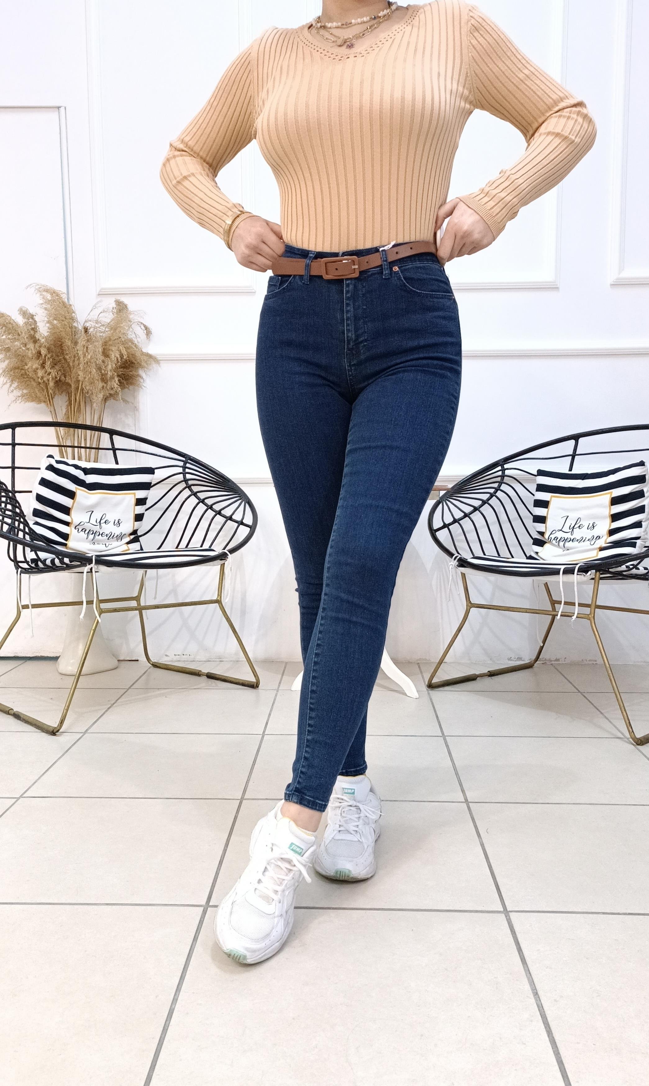 Yüksek Bel Likralı Laci Jean Pantolon