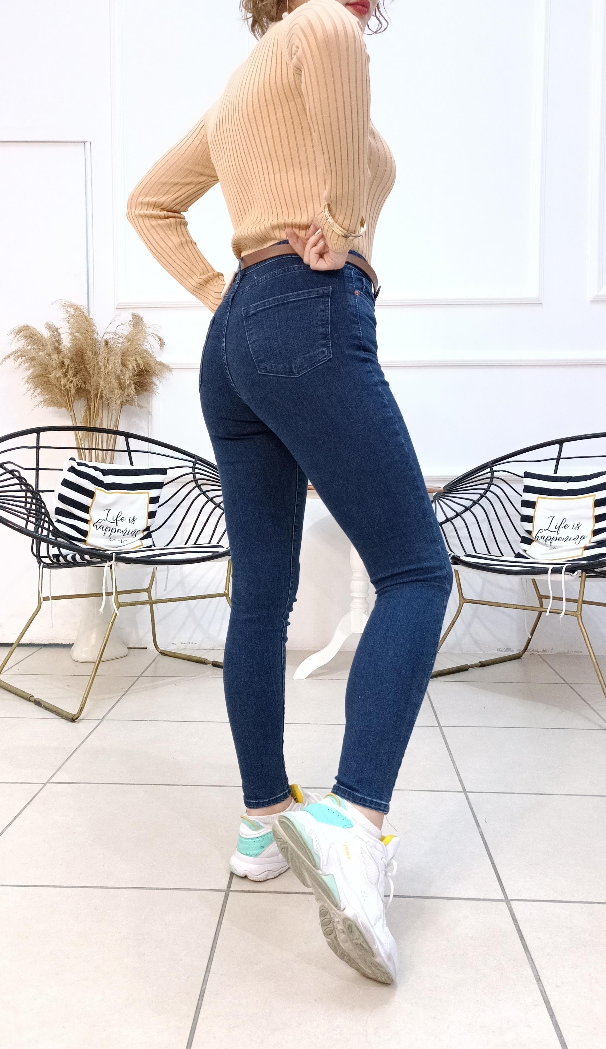 Yüksek Bel Likralı Laci Jean Pantolon