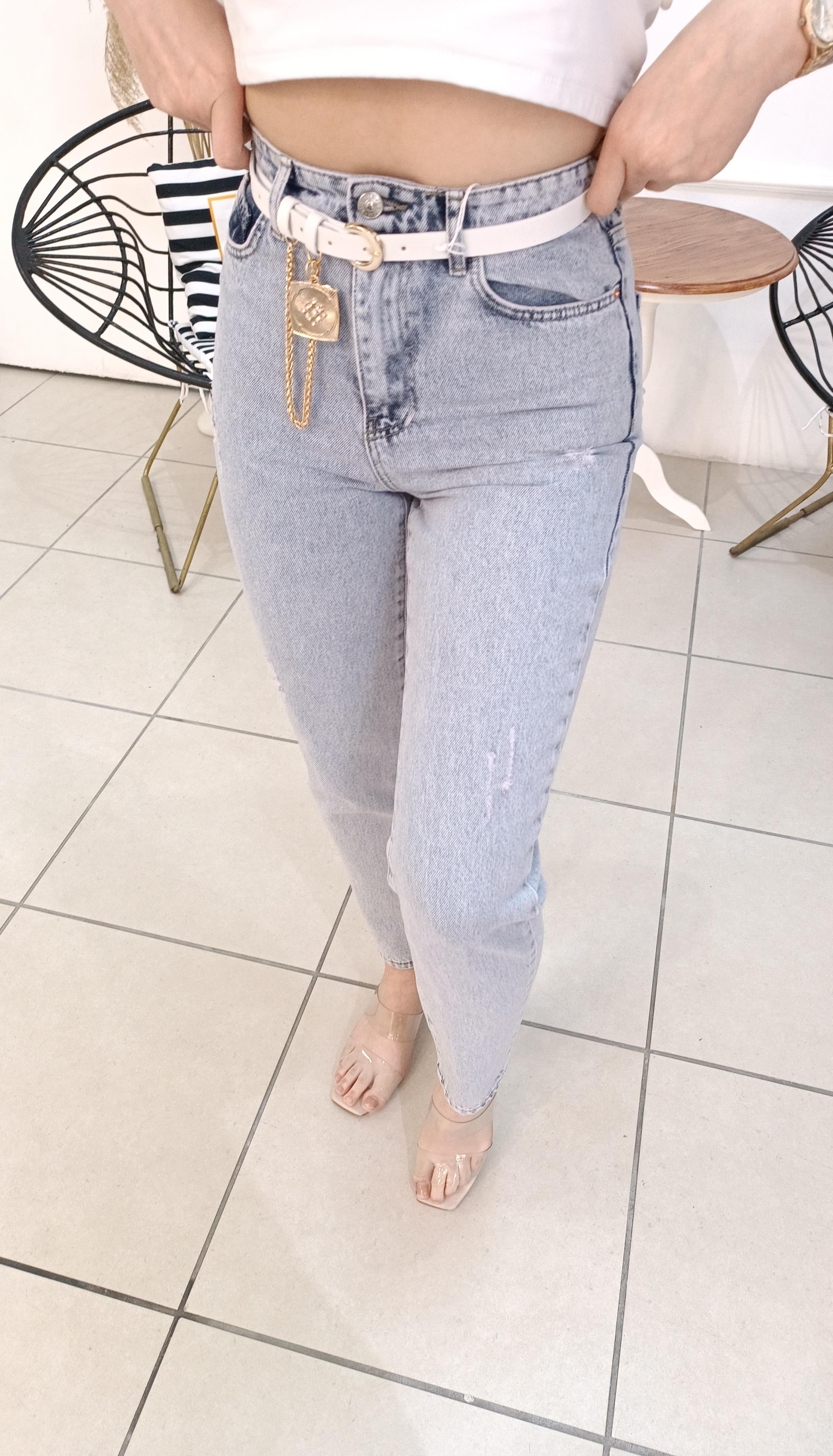 Yüksek Bel Likrasız Boyfriend Jean