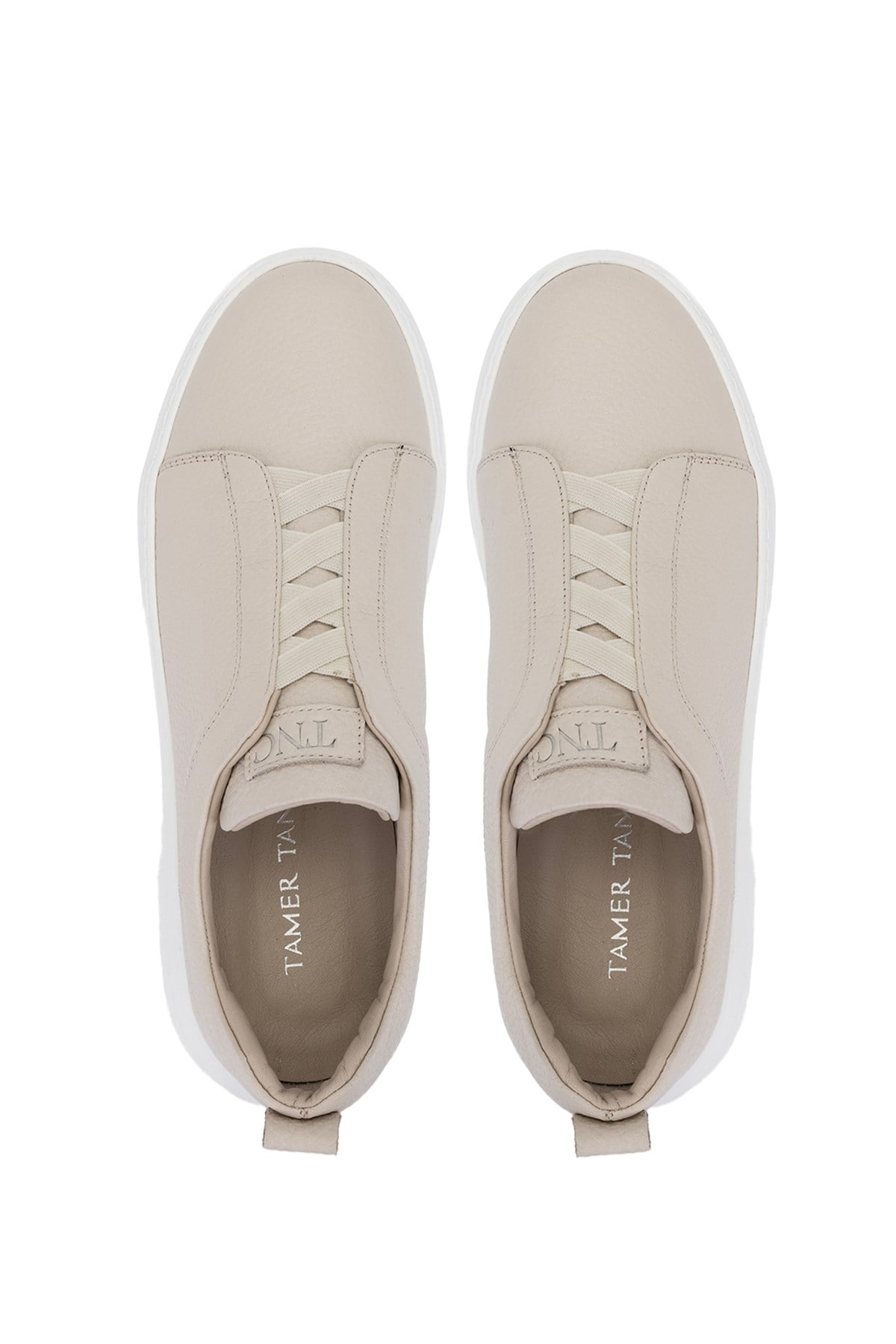 Tamer Tanca Bej Floter Tamer Tanca Hakiki Deri Erkek Sneakers Spor Ayakkabı